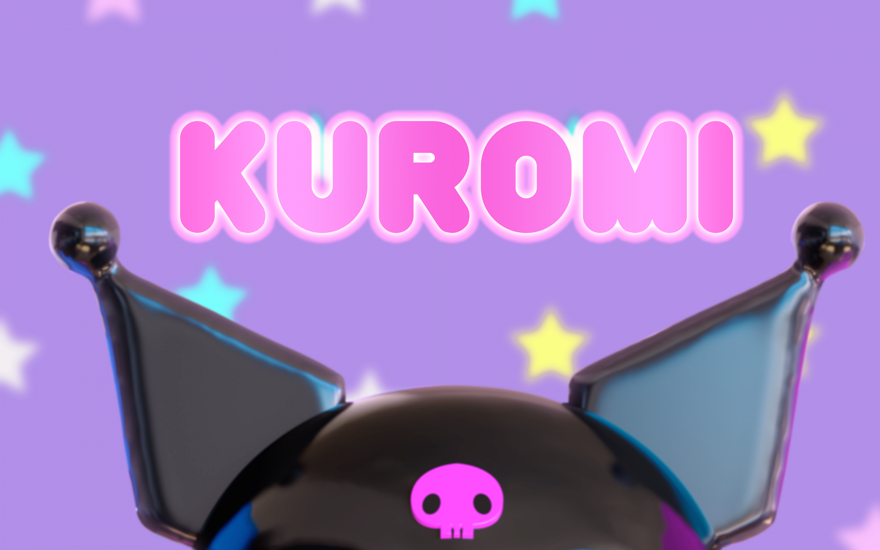 Kuromi Wallpaper 4K, 3D, Aesthetic, Purple background