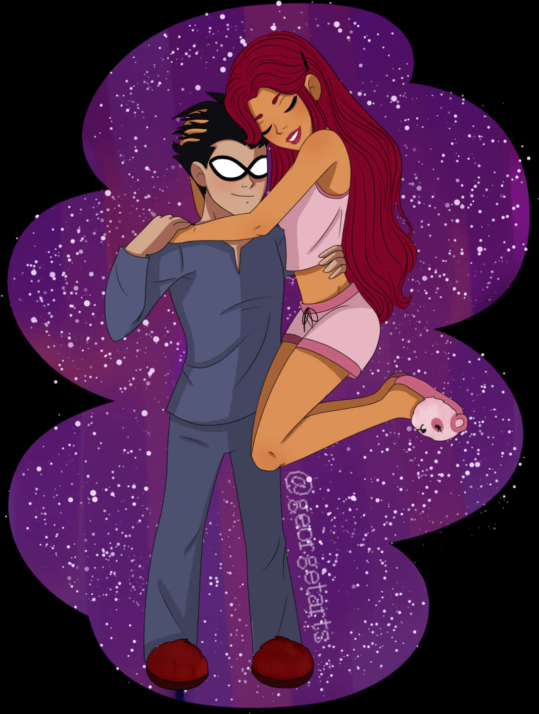 Download Starfireand Robin Cosmic Embrace