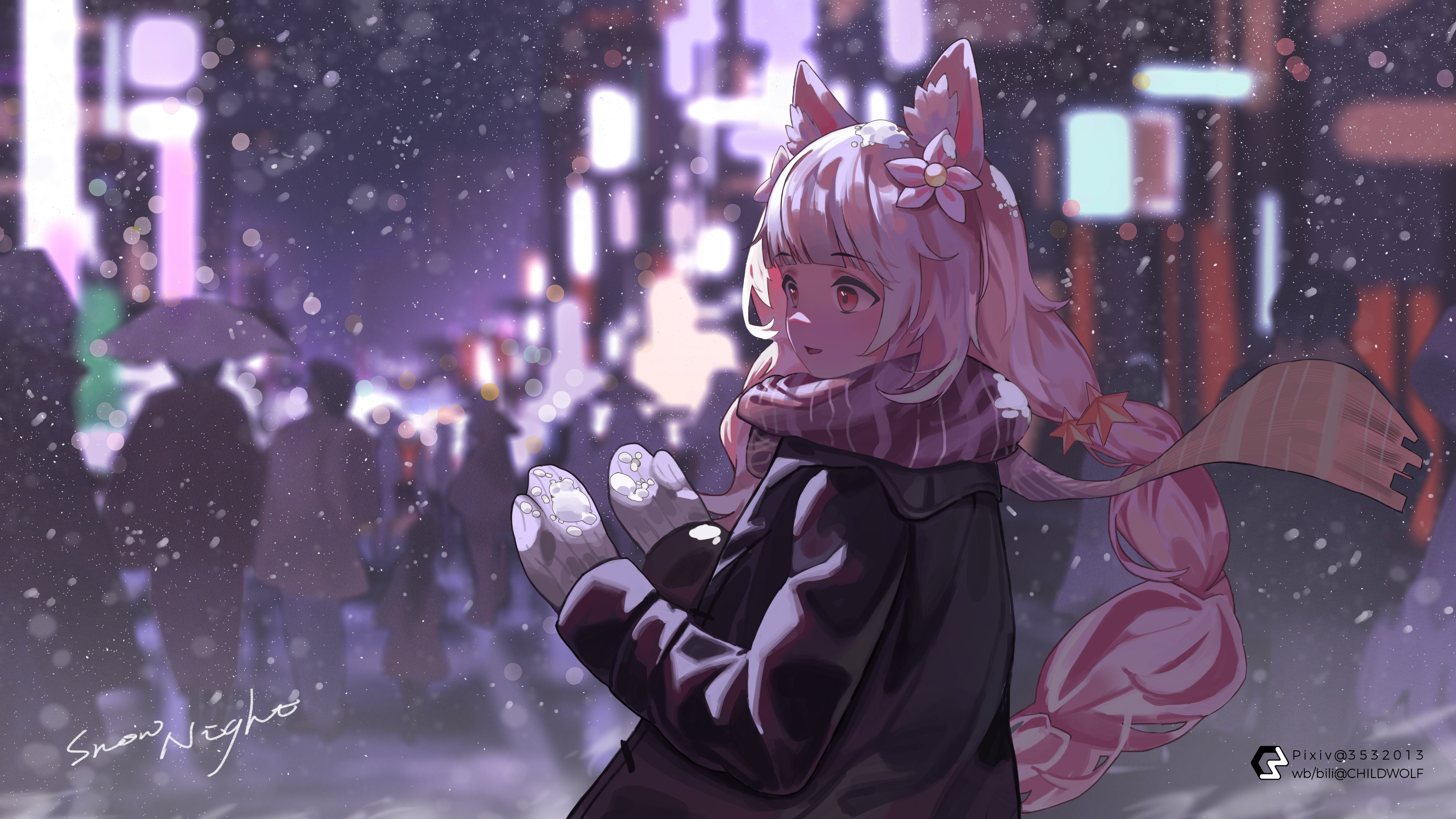 Wallpaper wallpaper cute anime girl winter scarf gloves snow from virtual image and screensavers