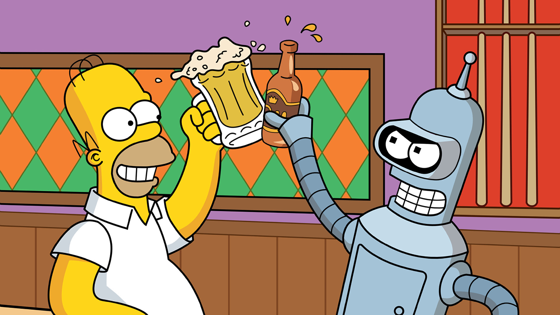Futurama Bender and Homer Desktop wallpaper 1920x1080