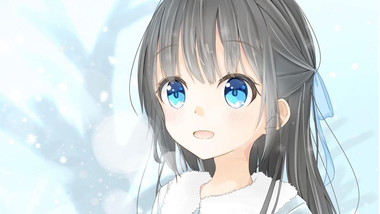 Wallpaper girl, smile, joy, snow, winter, anime hd, picture, image