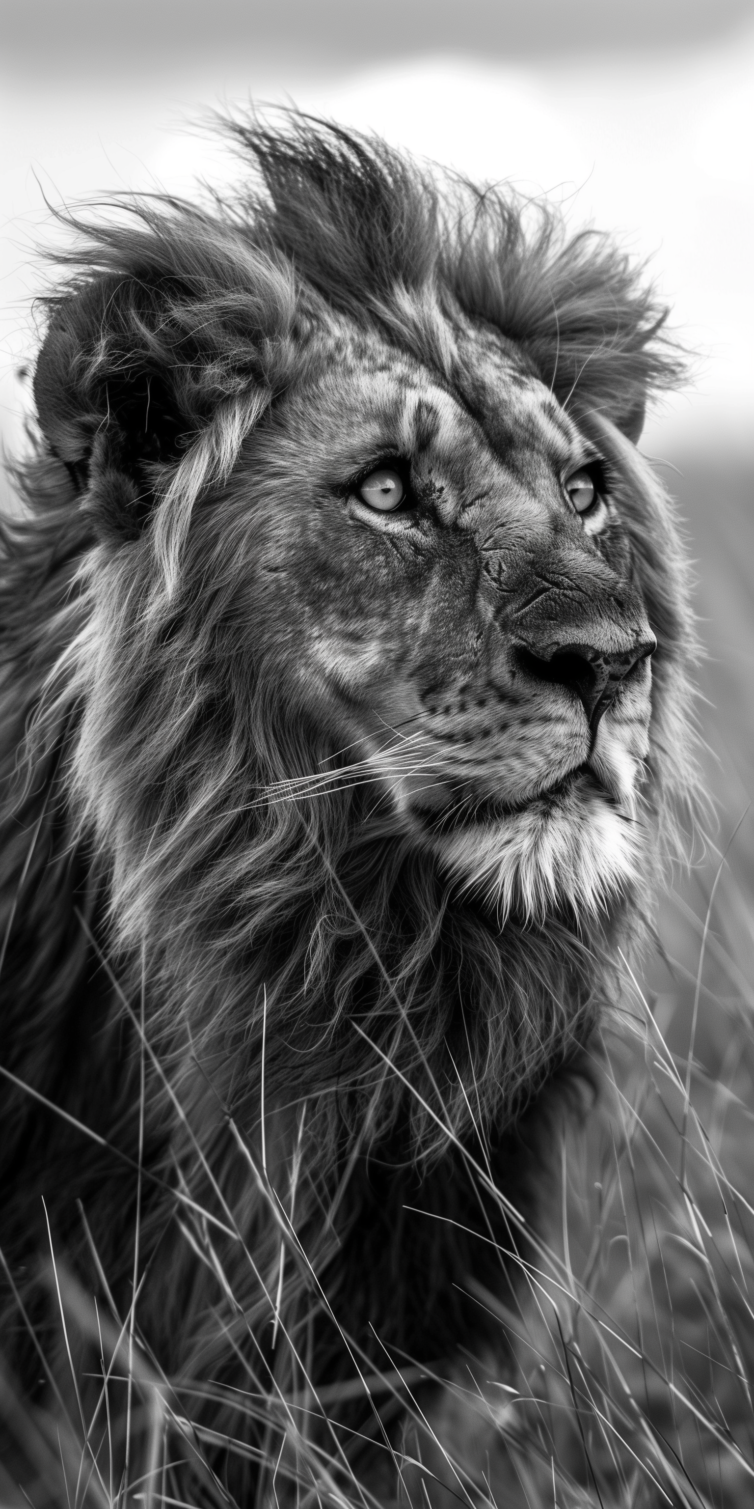 Majestic Gaze Portrait of a Lion in the Wild