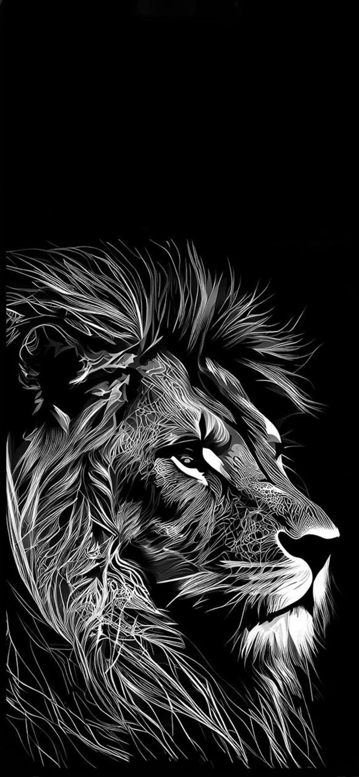 iPhone Wallpaper from X. Black and white lion, Digital