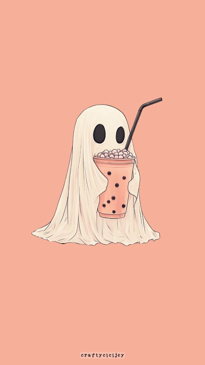 Cute Ghost Wallpaper: Adorable Phone Background for Halloween!