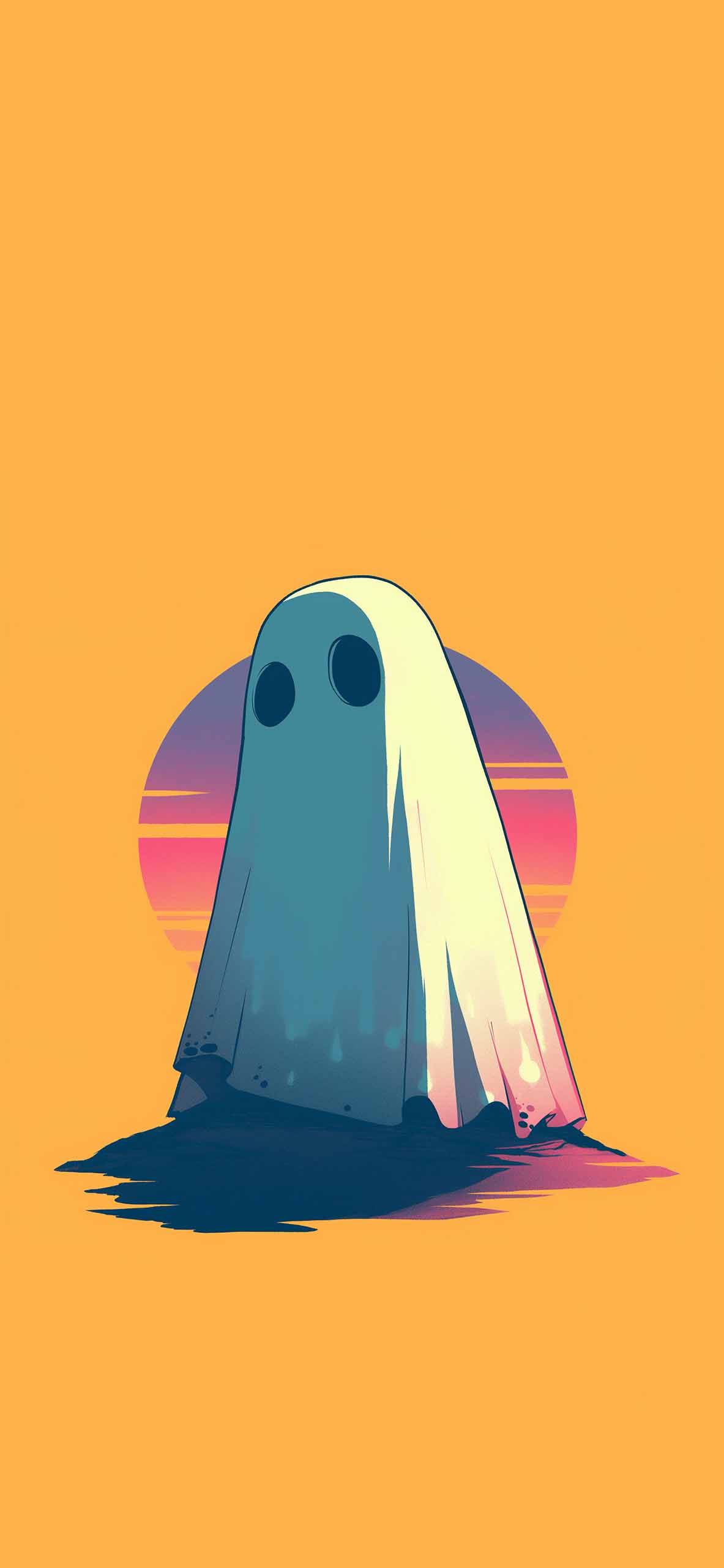 Retro Sunset Ghost Minimalist Wallpaper HD Wallpaper