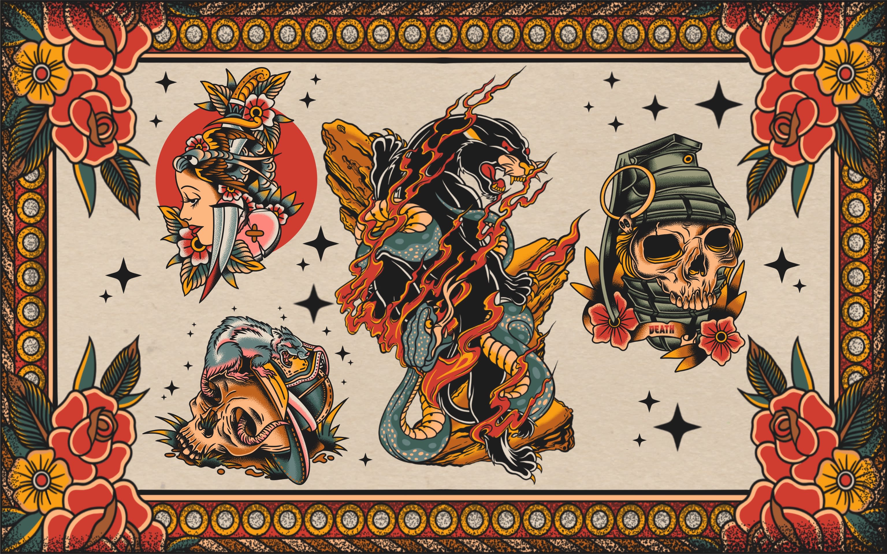 do custom tattoo for t shirt, sleeve with traditional tattoo design