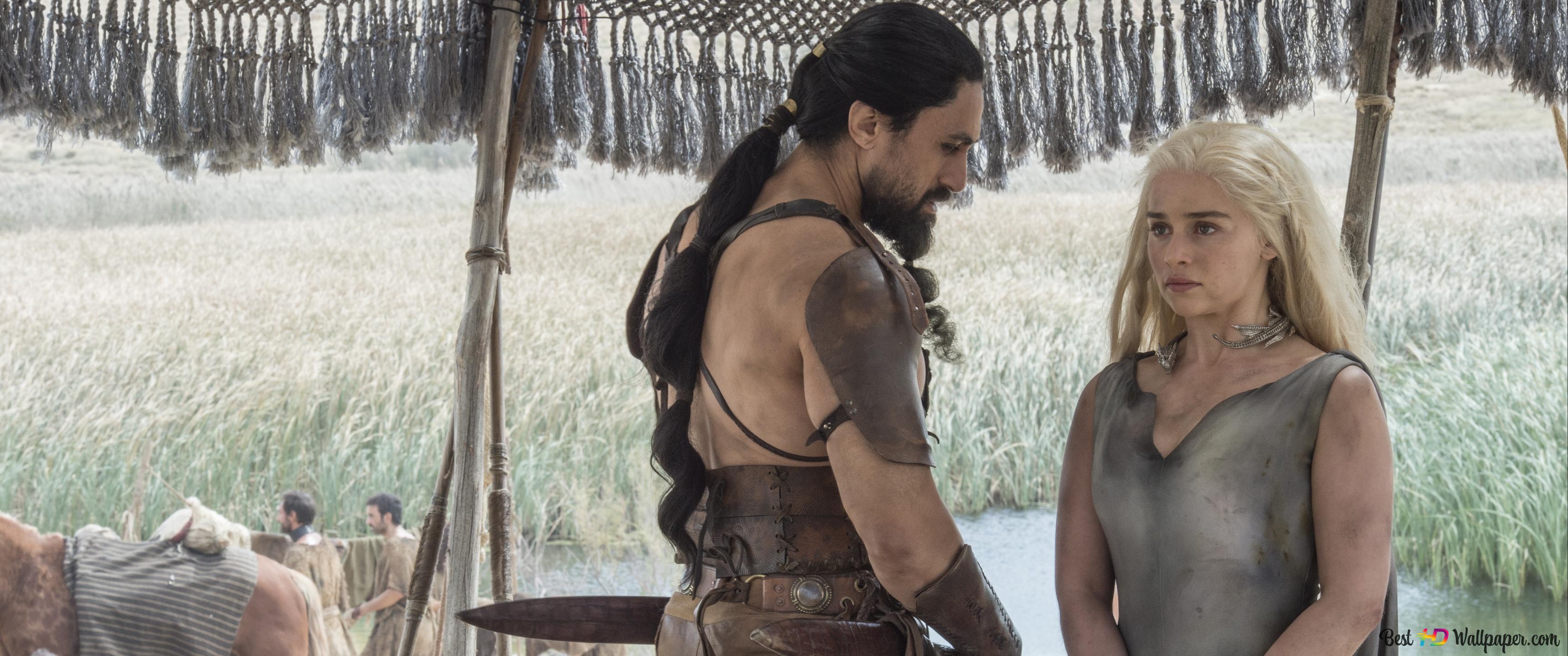 Khal Drogo and Daenarys Targaryen 4K wallpaper download