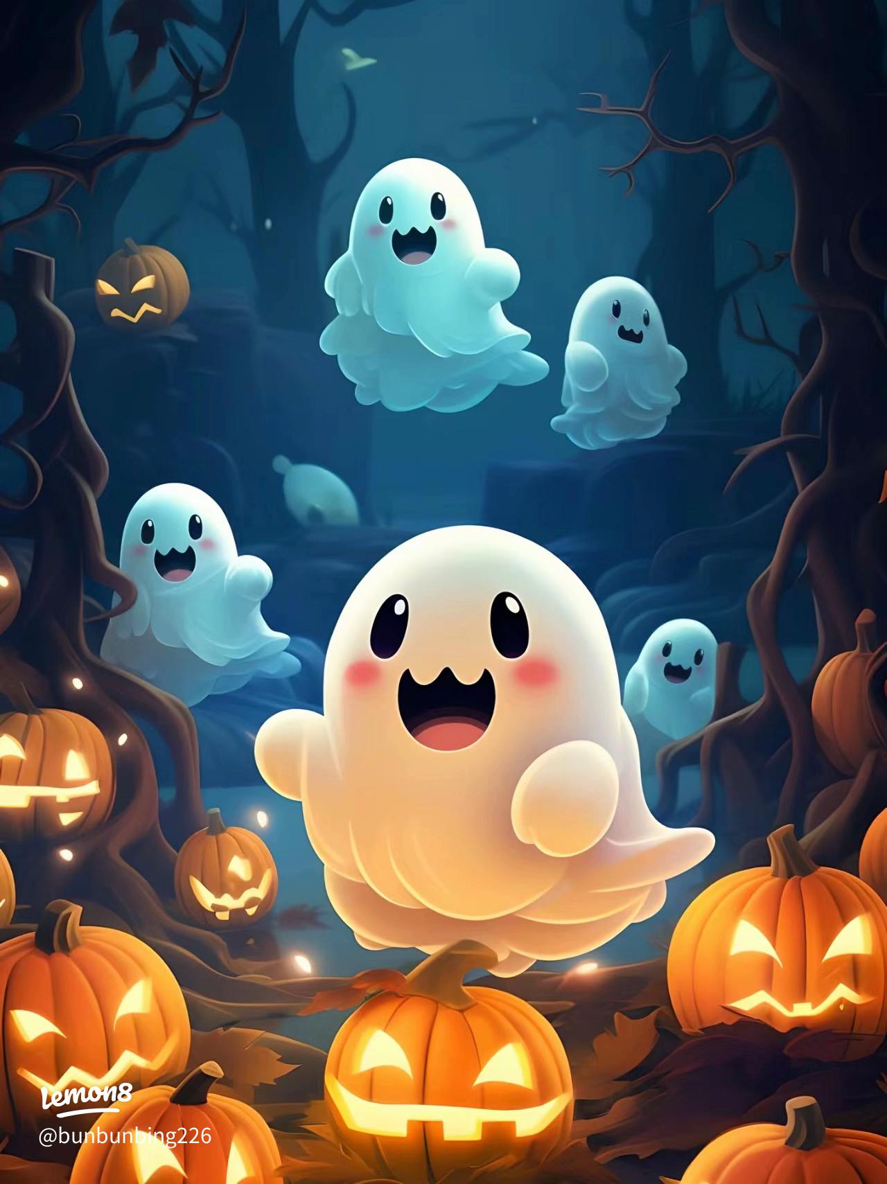 Charming Halloween Wallpaper: Cute Ghost Designs for Your Device