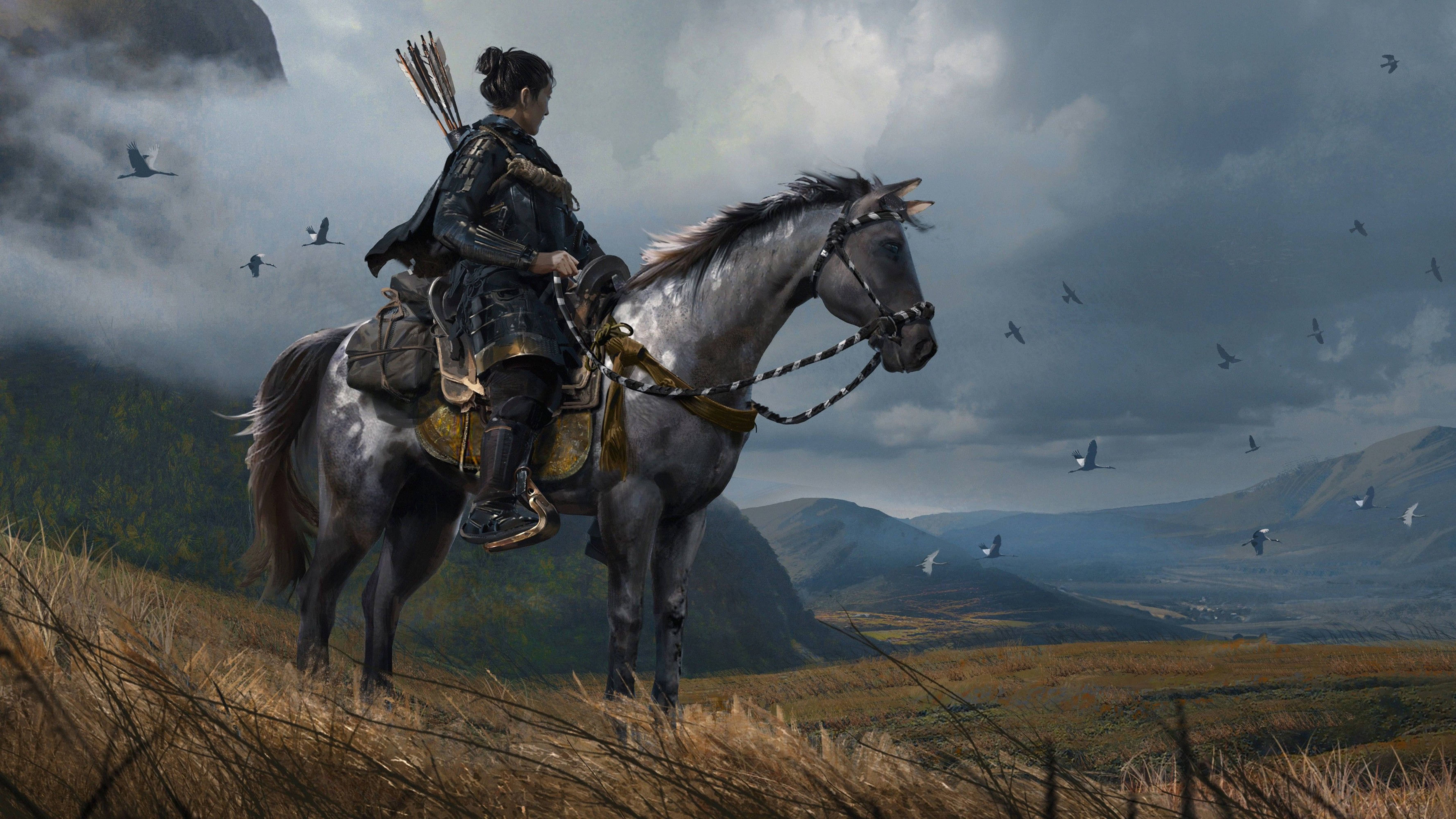 Download Ghost Of Tsushima Masako Riding A Horse 4K Wallpaper