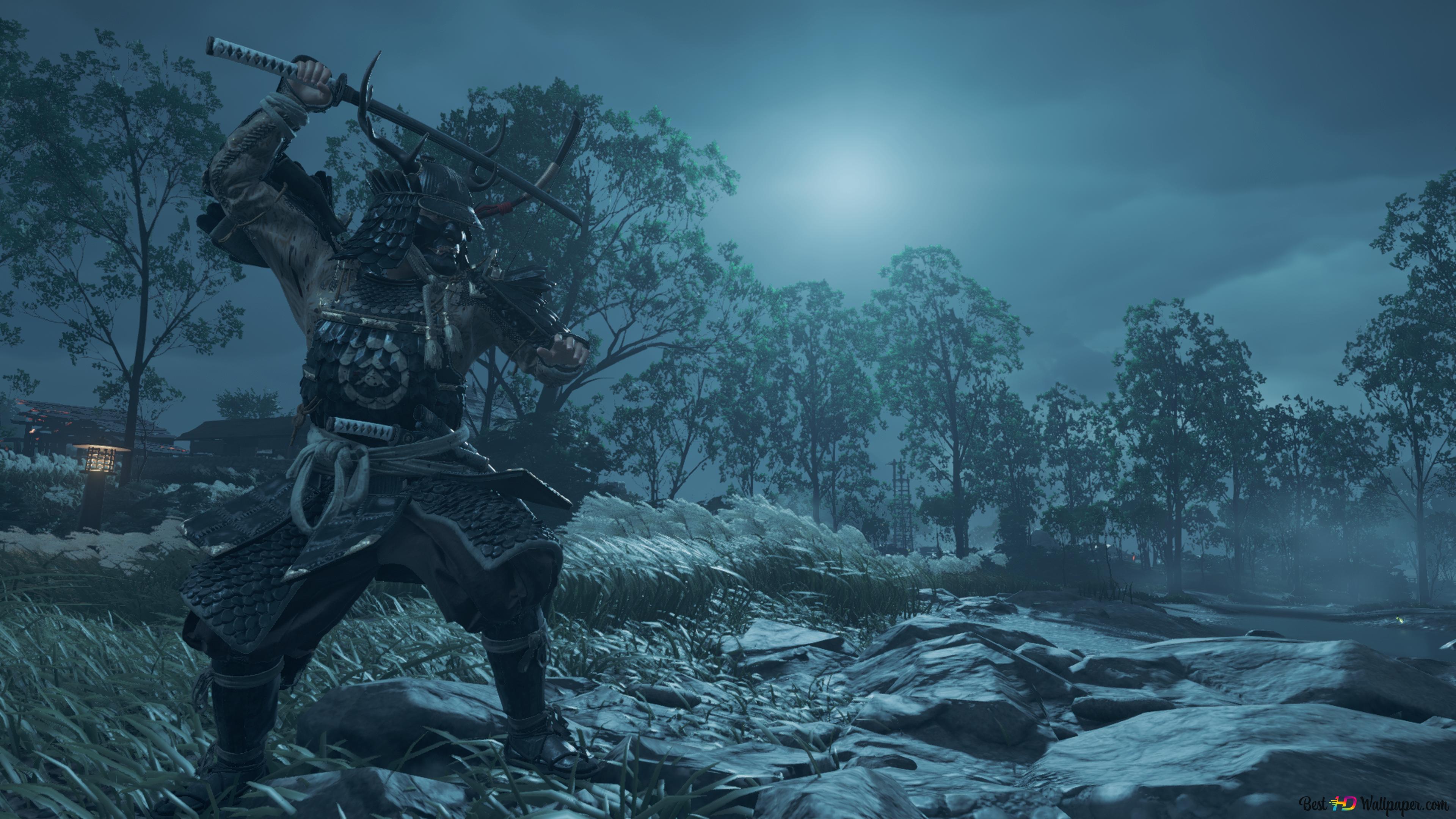 Ghost of Tsushima Clan Armour Black 4K wallpaper download