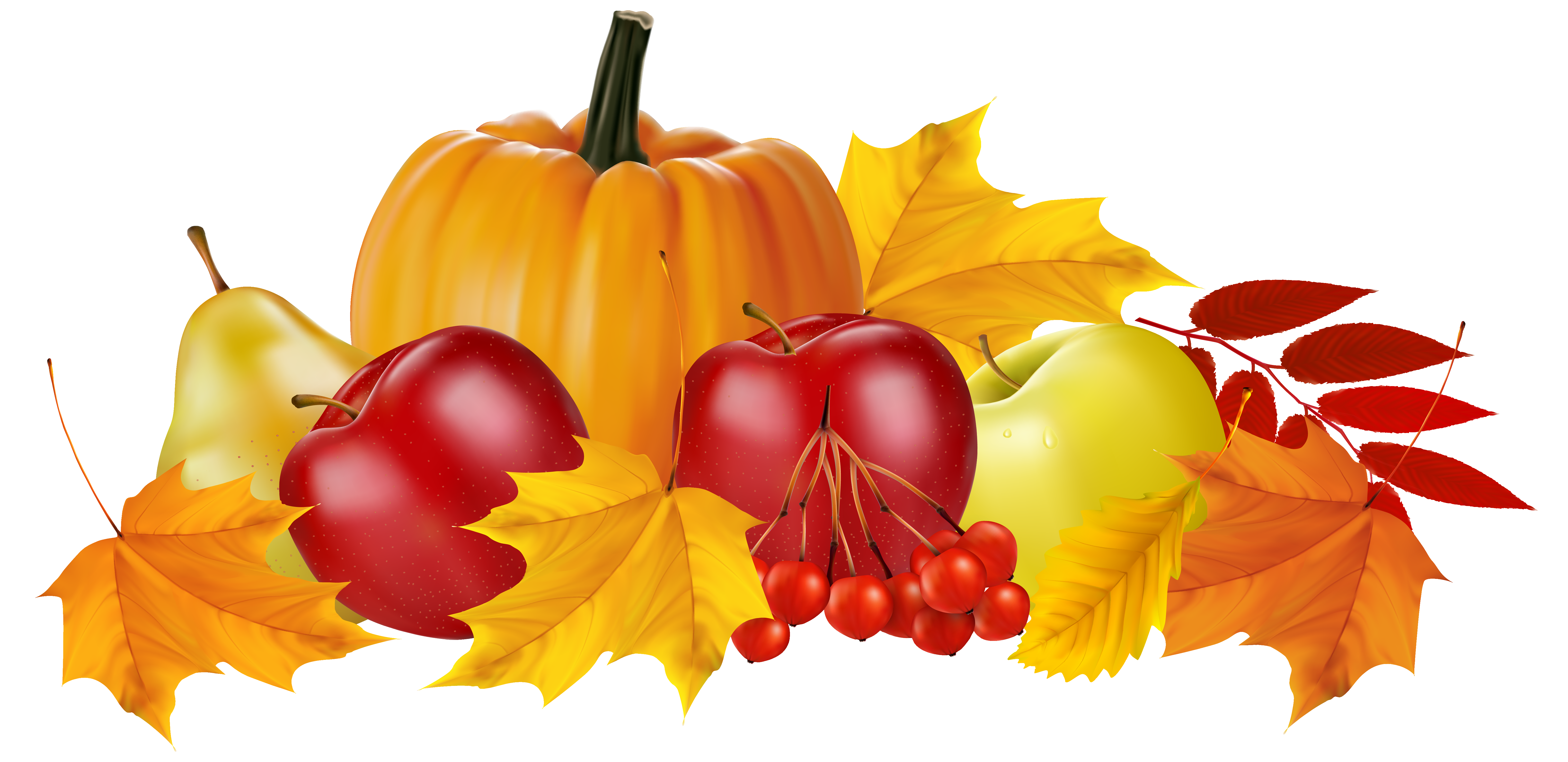 Autumn Pumpkin and Fruits PNG Clipart Image​-Quality Free Image and Transparent PNG Clipart