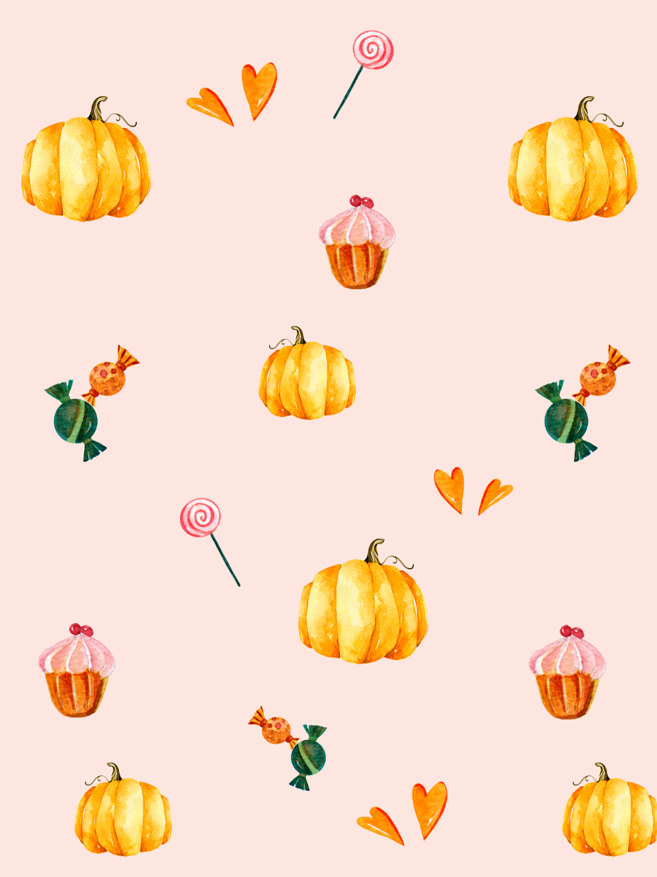 PASTEL PUMPKINS AND SWEET TREATS DESKTOP WALLPAPER