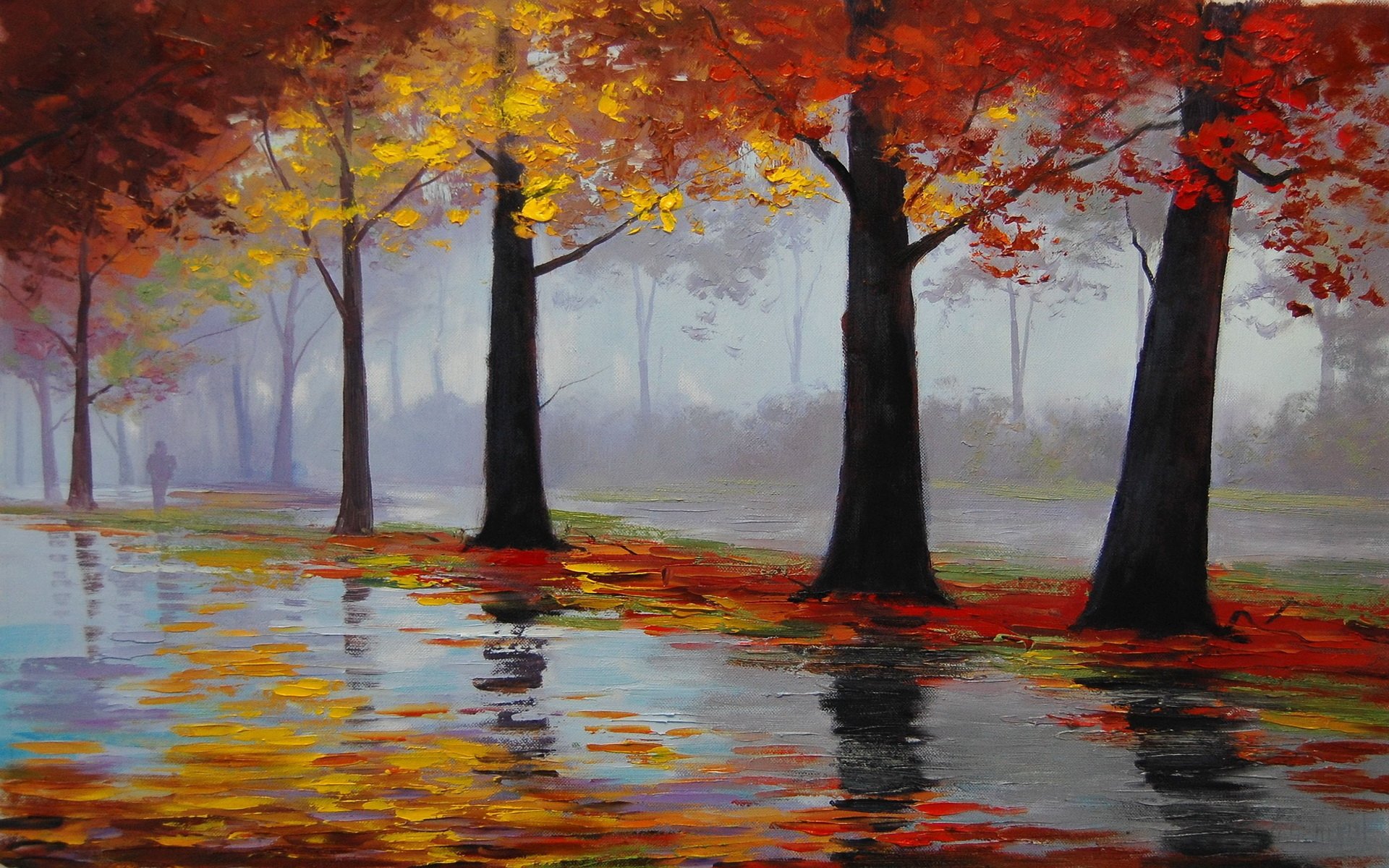 Artistic Autumn Reflections: A Stunning HD Wallpaper for Your Space