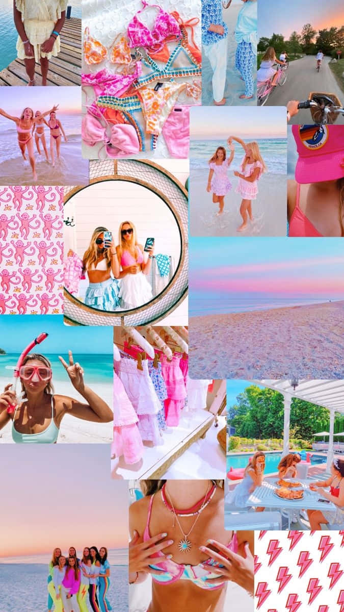 Download Preppy Girl Summer Aesthetic Collage Wallpaper
