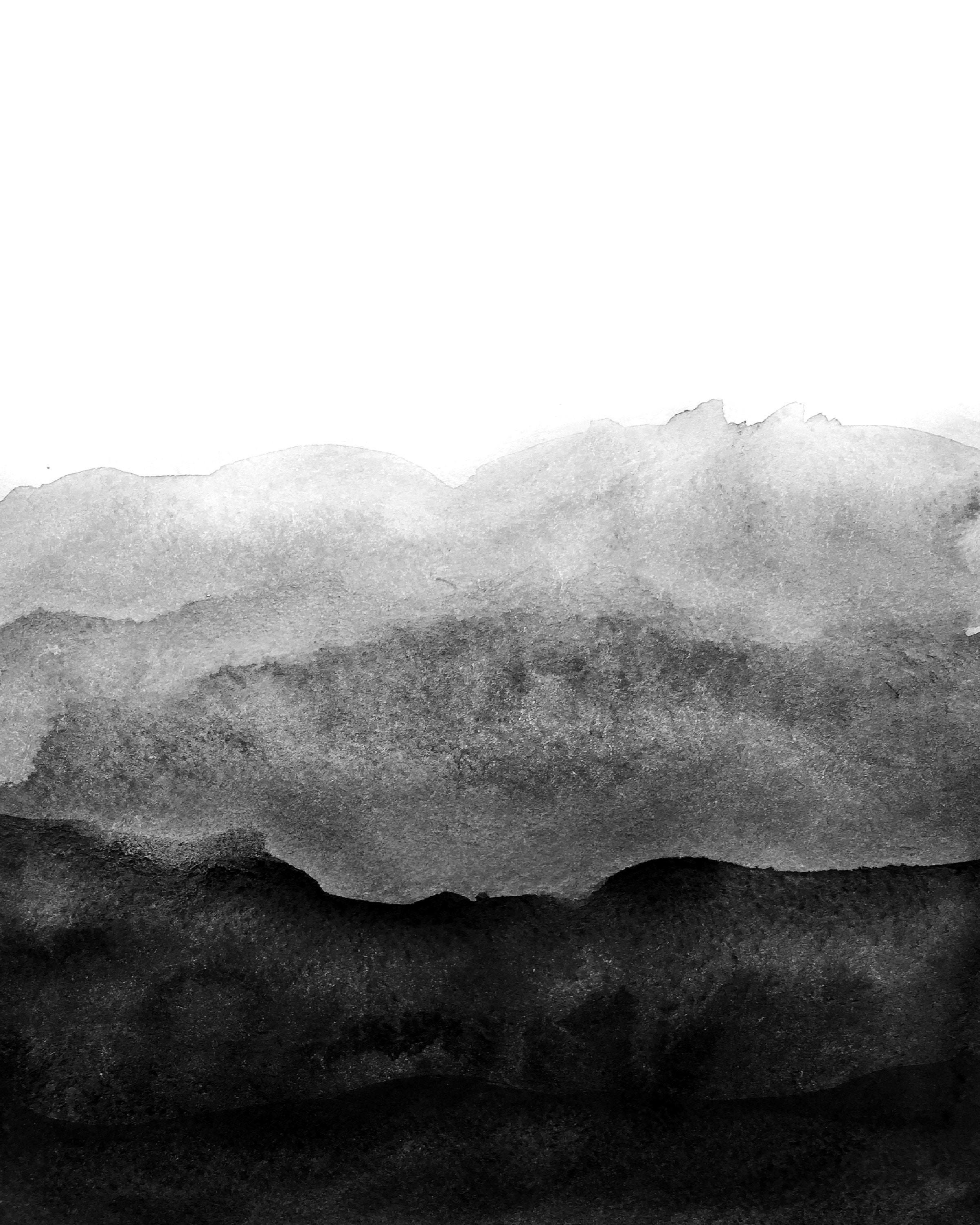 Unique Ombre Black Wallpaper Designs. Gradient Design. Natural Color. Watercolour. Jpeg. Digital File