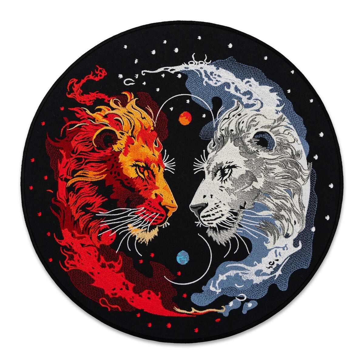 Fire & Ice Lions Yin Yang Large Back Patch Celestial Kings Iron On
