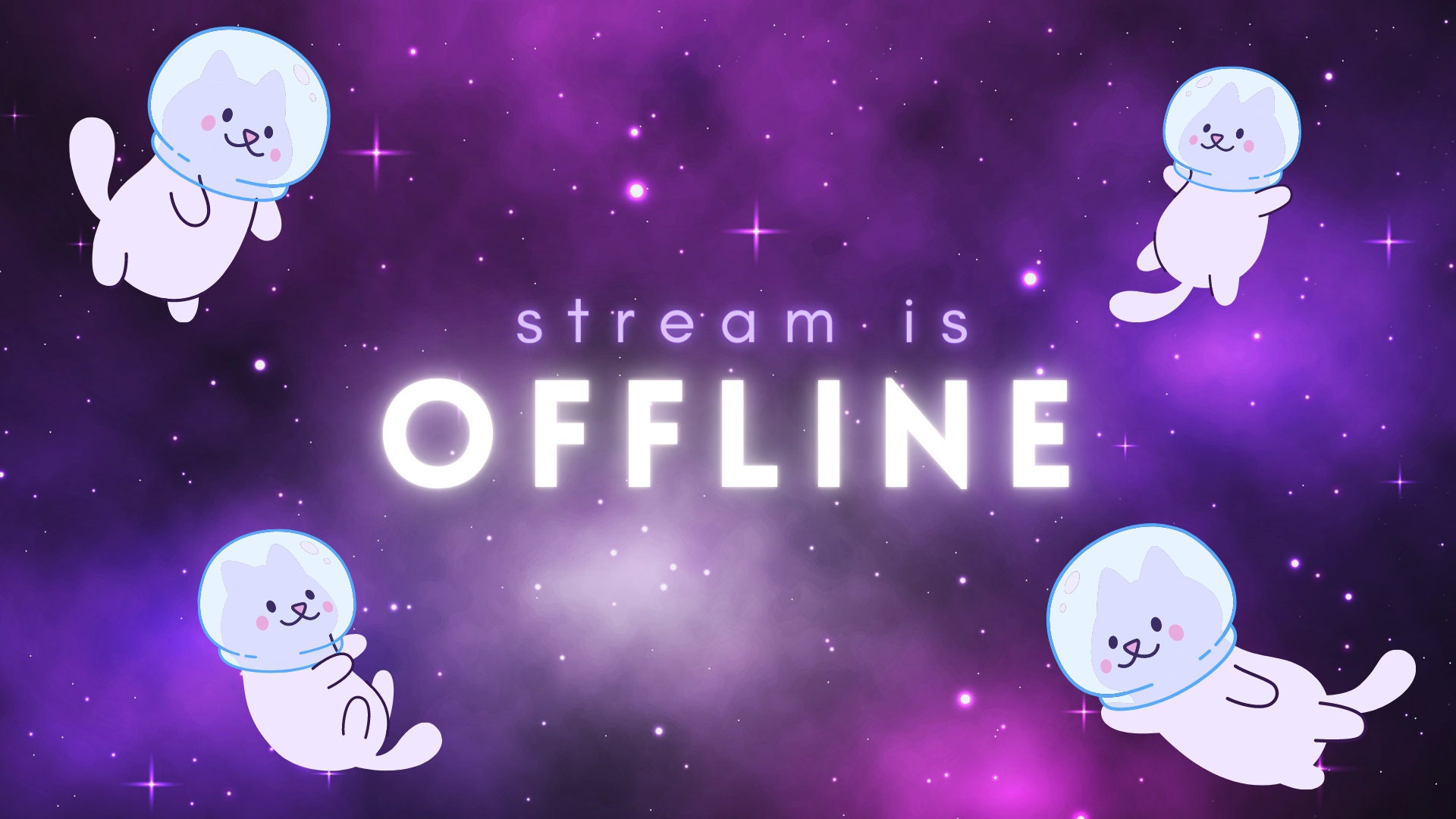 Twitch Offline Banner Kawaii Cat Astronaut, Cute Outer Space Twitch Background, Stream is Offline Twitch Screen, Stream Offline Background