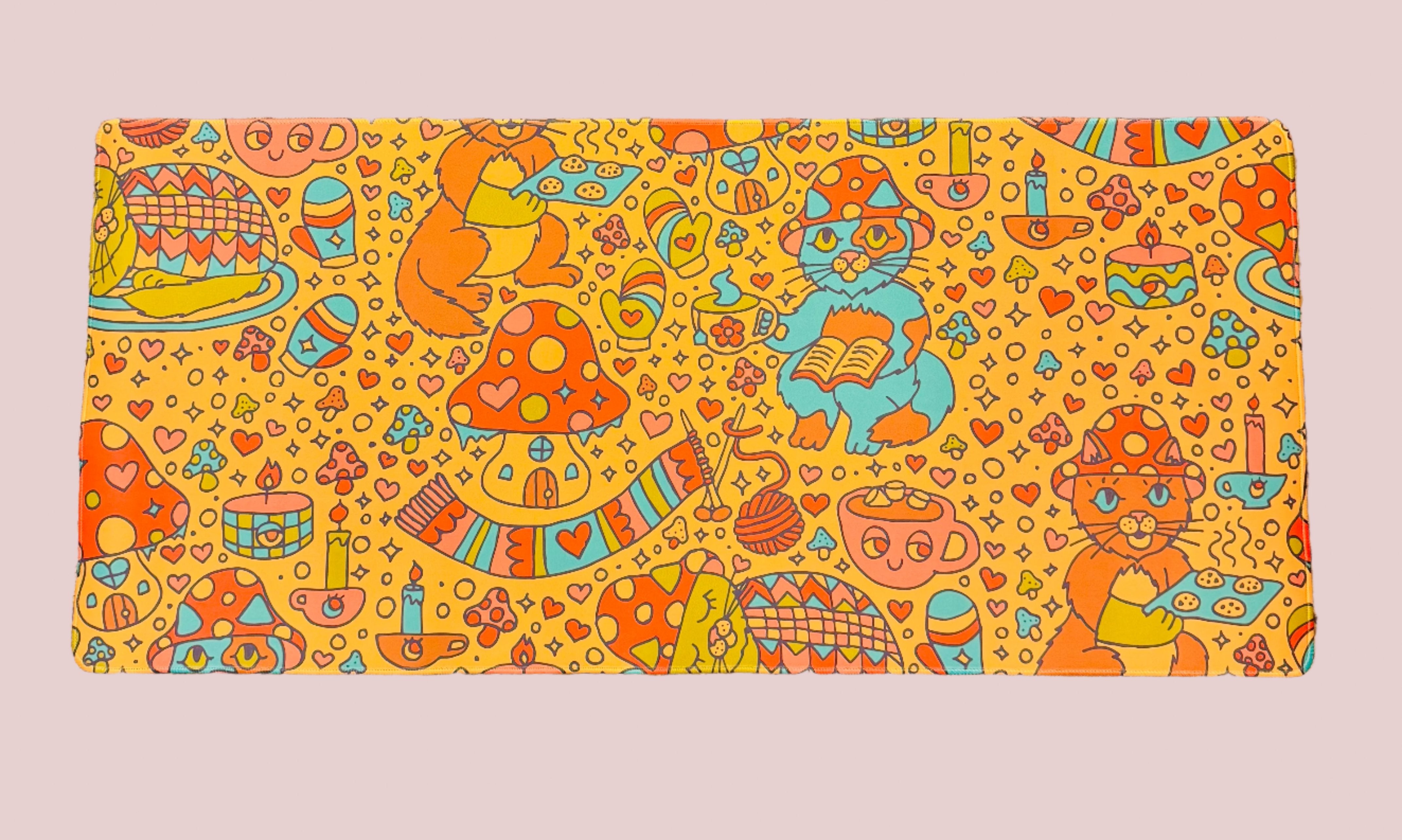 Winter Cottagecore Kitty Desk Mat