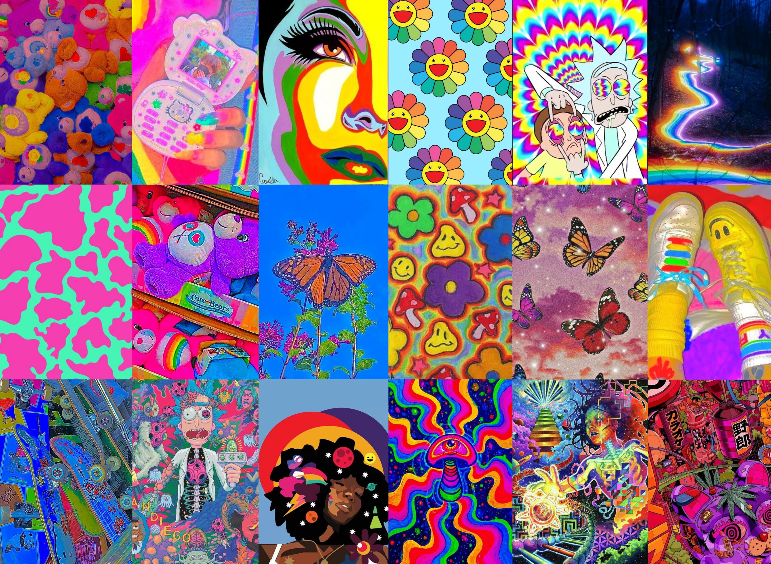 110pcs Indie Wall Collage Kit, Indie Wall Collage, Retro Wall Collage, Indie Room Decor, Rainbow Wall Collage, Indie Aesthetic Wall Prints