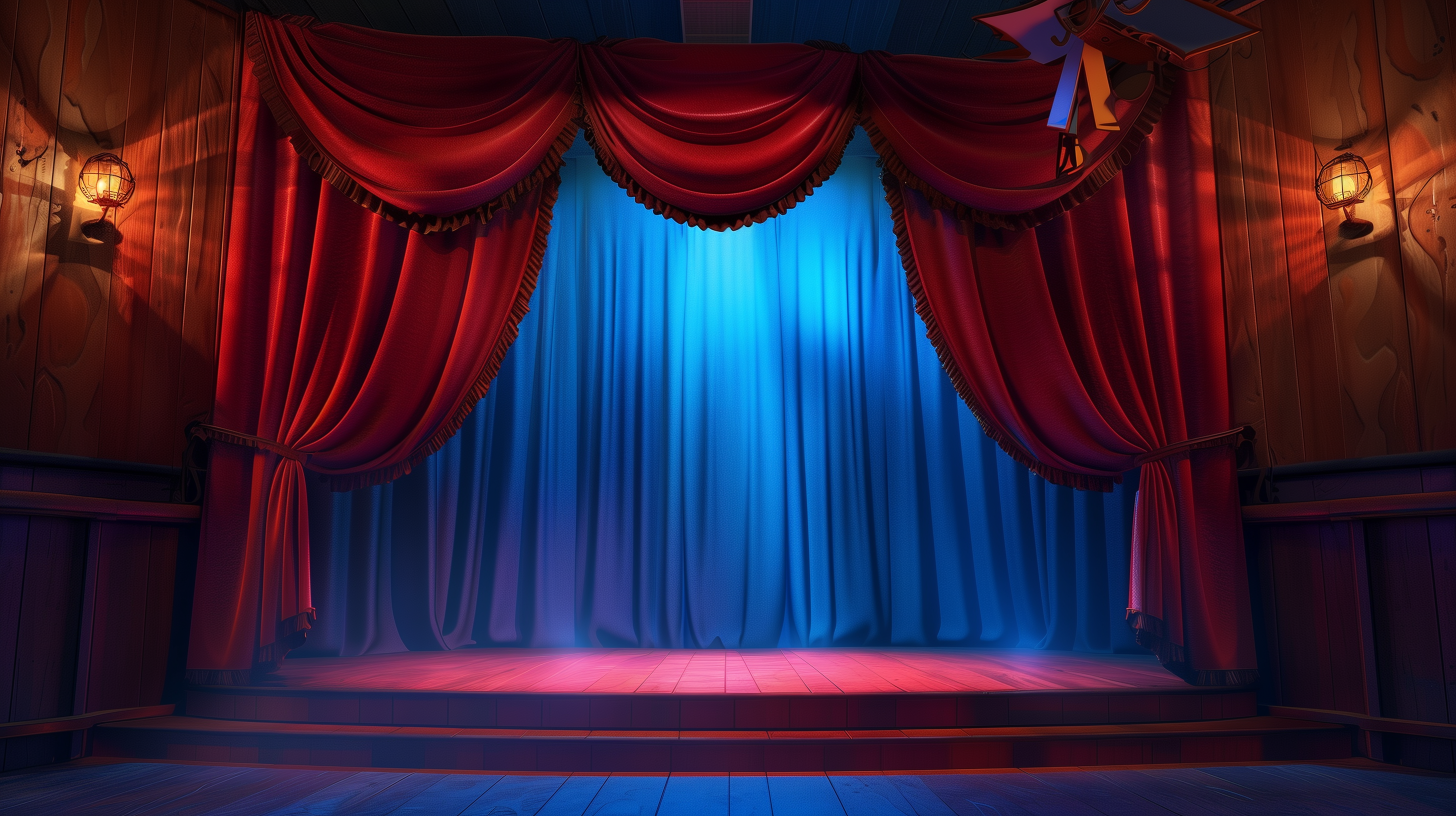 Theater Lights and Curtain HD Wallpaper