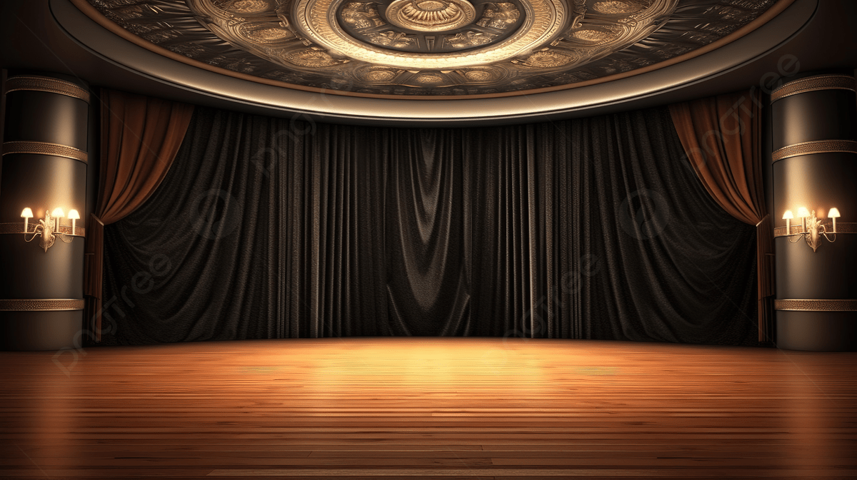 3D Illustration Of A Theatre Stage With Black Velvet Curtains And No Audience, Theater Stage, Theatre Curtain, Theater Background Image And Wallpaper for Free Download