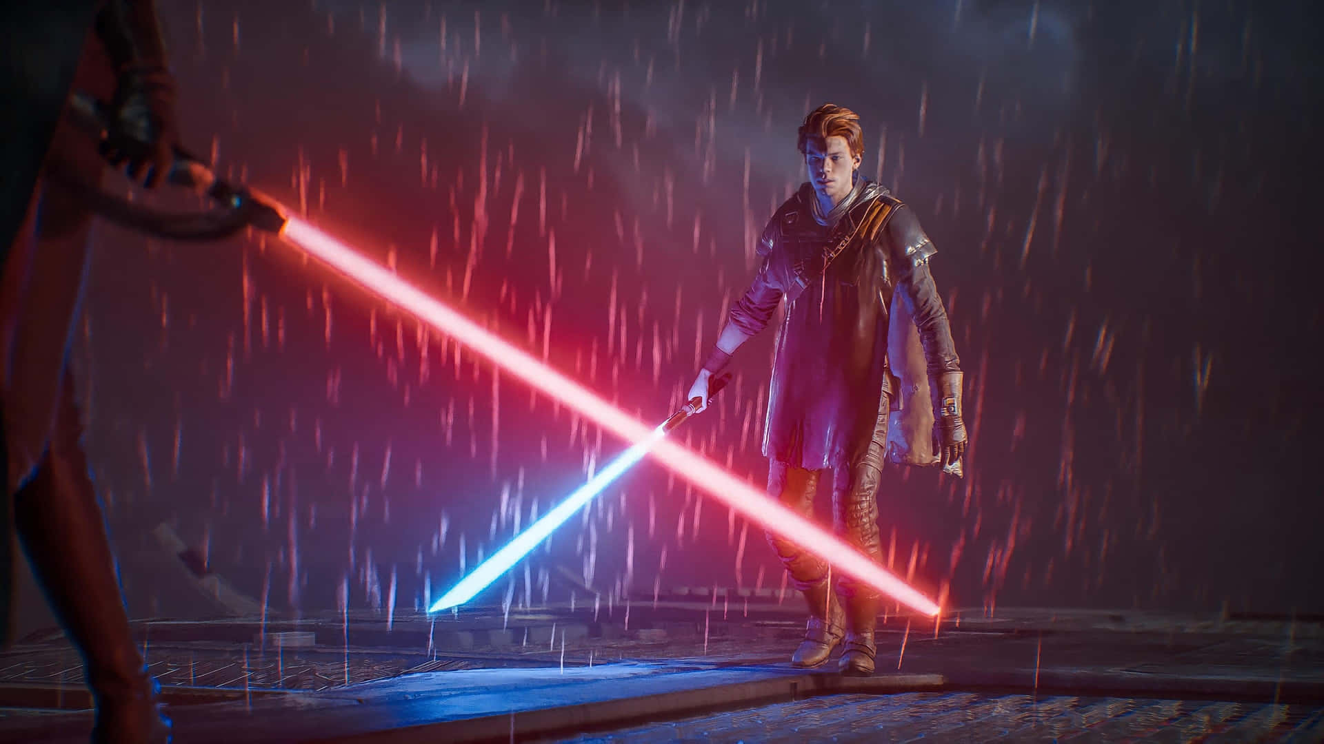 Download Jedi Survivor Dual Lightsaber Standoff Wallpaper