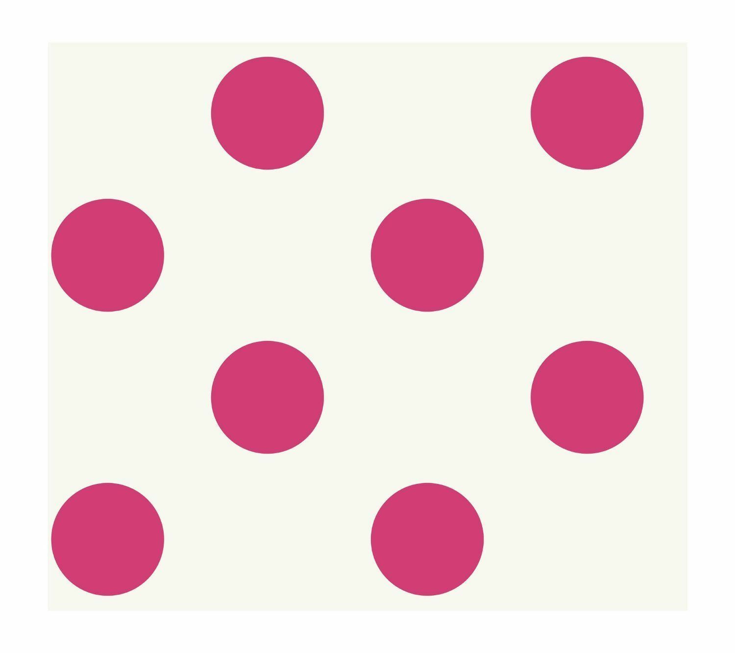 Large Hot Pink Polka Dots On White Wallpaper
