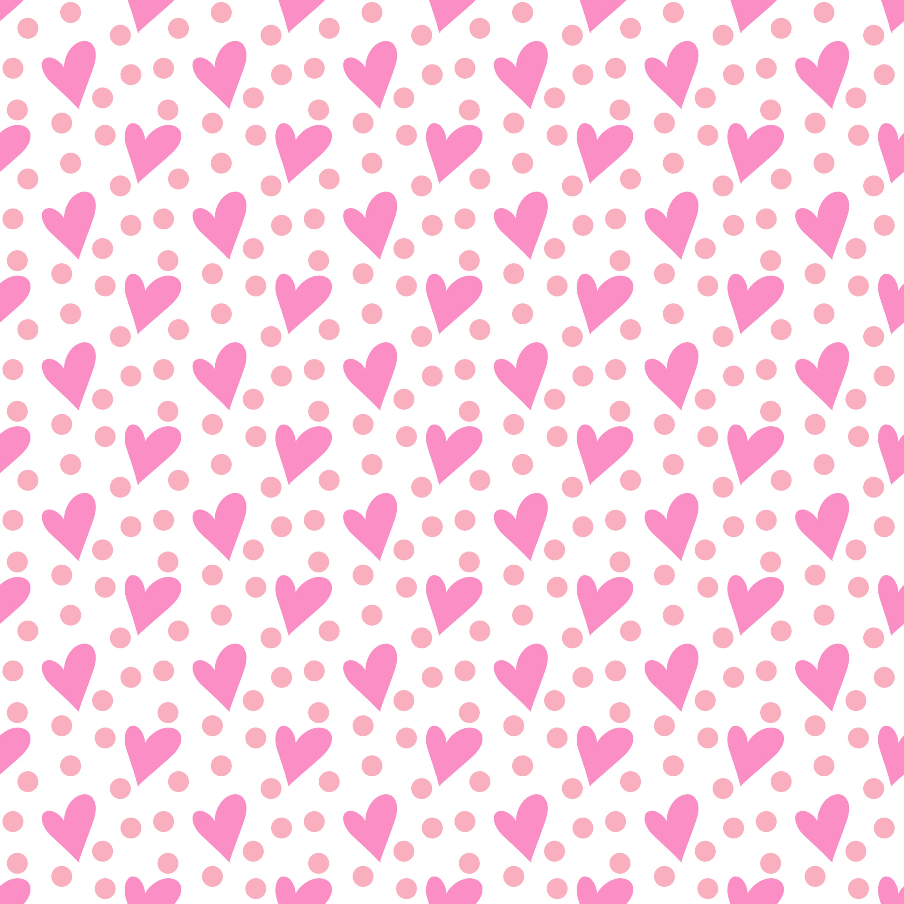 Pink Polka Dots Seamless Digital Paper Pack, Pink Dots, Stars, Hearts, Printable Scrapbook Paper, Pink Party Background