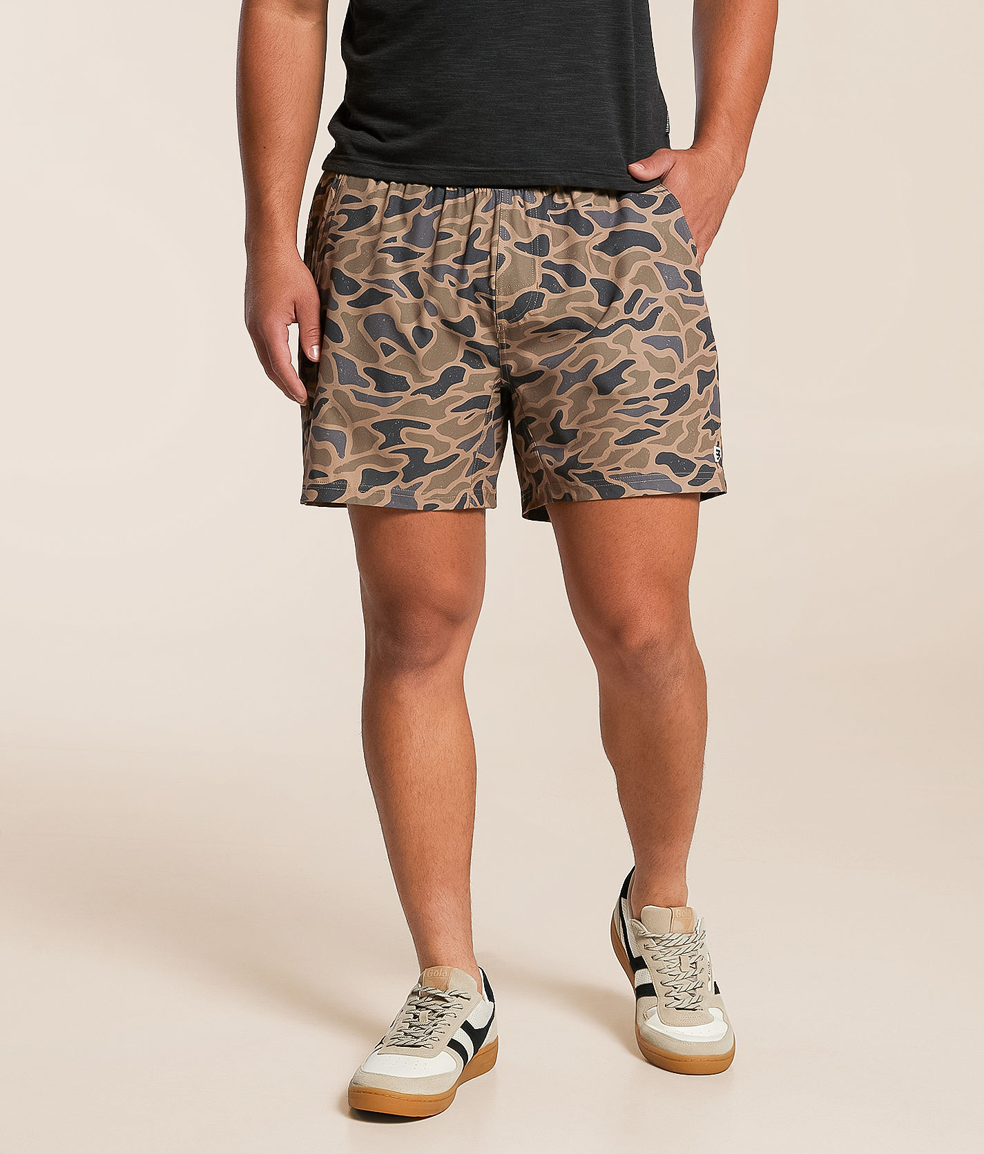 BURLEBO Gauge Camo Athletic Stretch Short's Shorts in Gauge Camo