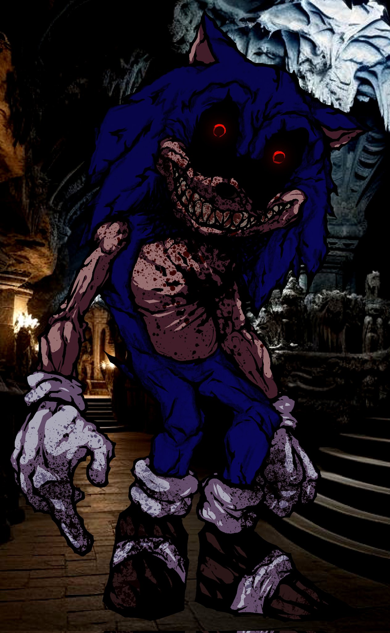 Bluey Booth⭕️(comms open) off of my own brain and a few scraps of lore I found, I made this take of the executioner hedgehog from Sonic.exe: outcome memories! #