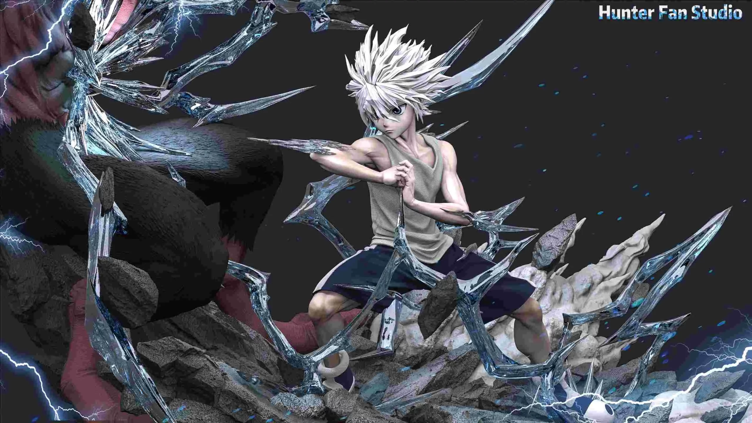 6 Scale Killua Zoldyck (Godspeed) Vs Menthuthuyoupi X HUNTER Resin Statue Fan Studios [In Stock]