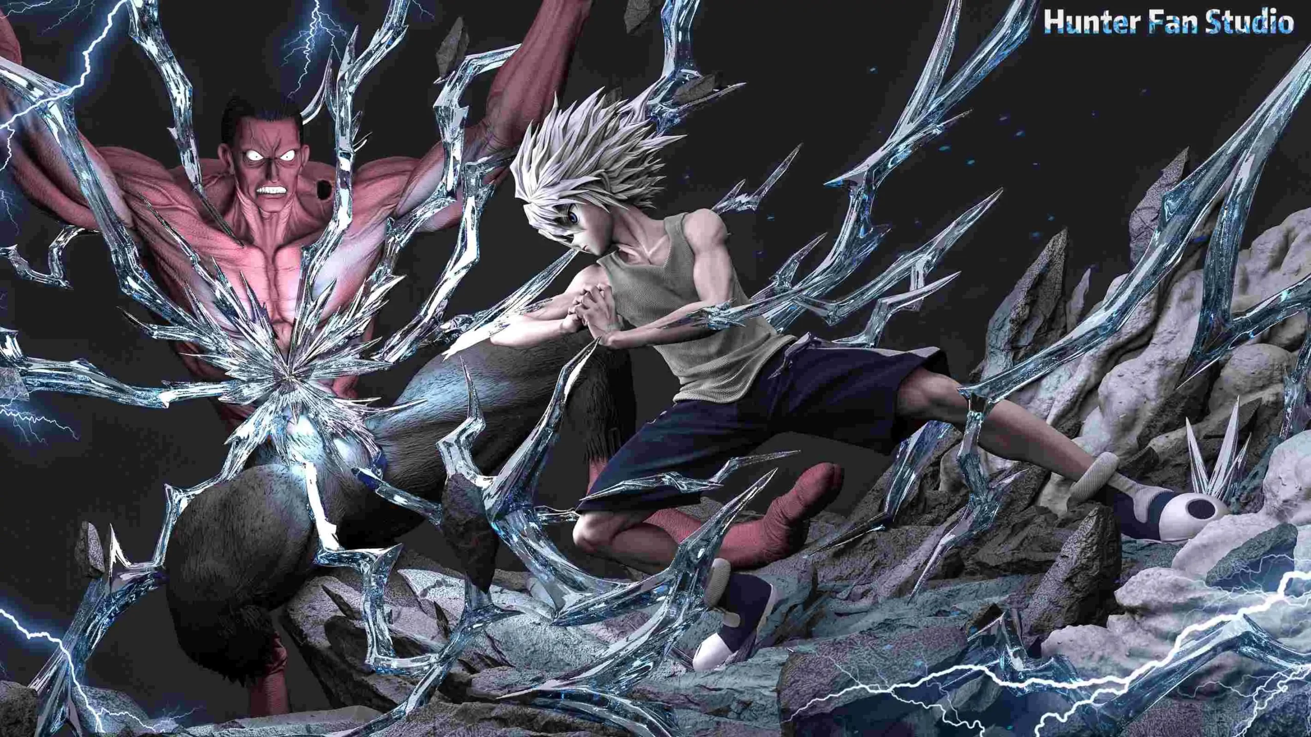 6 Scale Killua Zoldyck (Godspeed) Vs Menthuthuyoupi X HUNTER Resin Statue Fan Studios [In Stock]