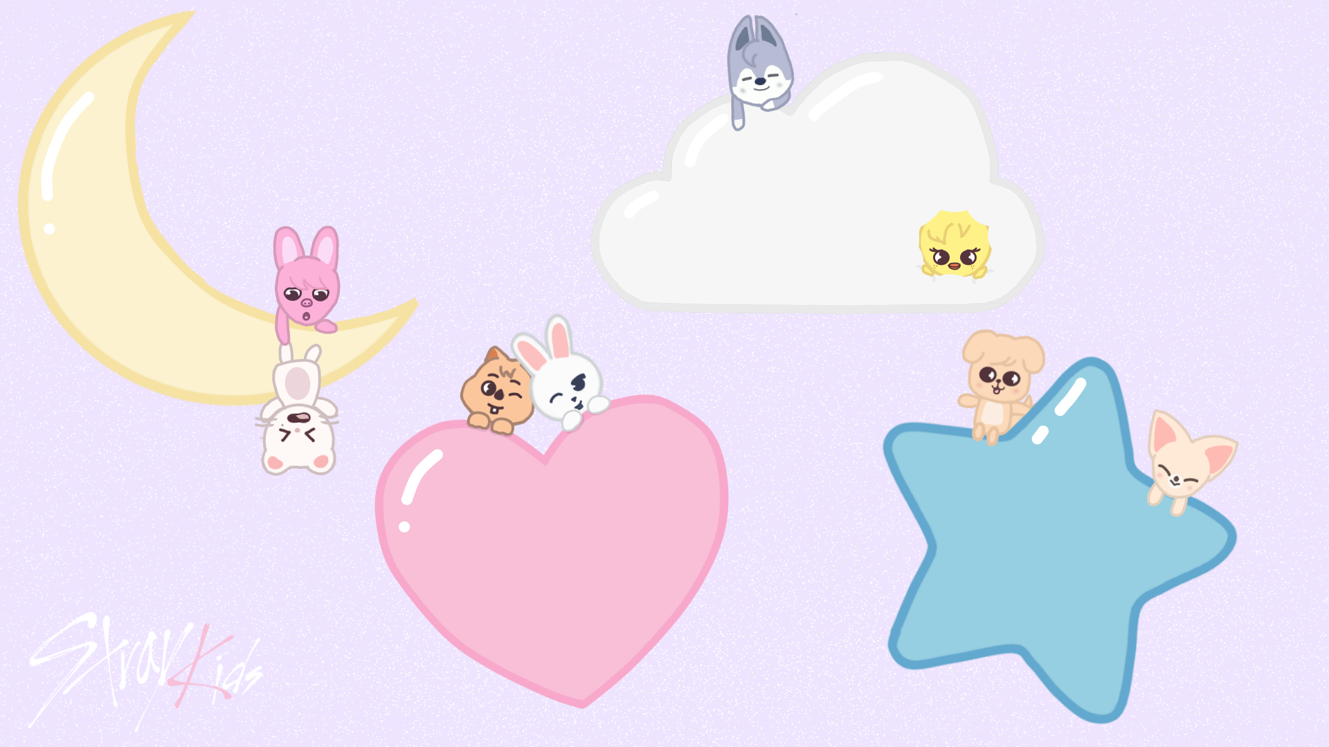 Stray Kids SKZOO Dreamy HD Wallpaper: Stars, Hearts & Moon Delight