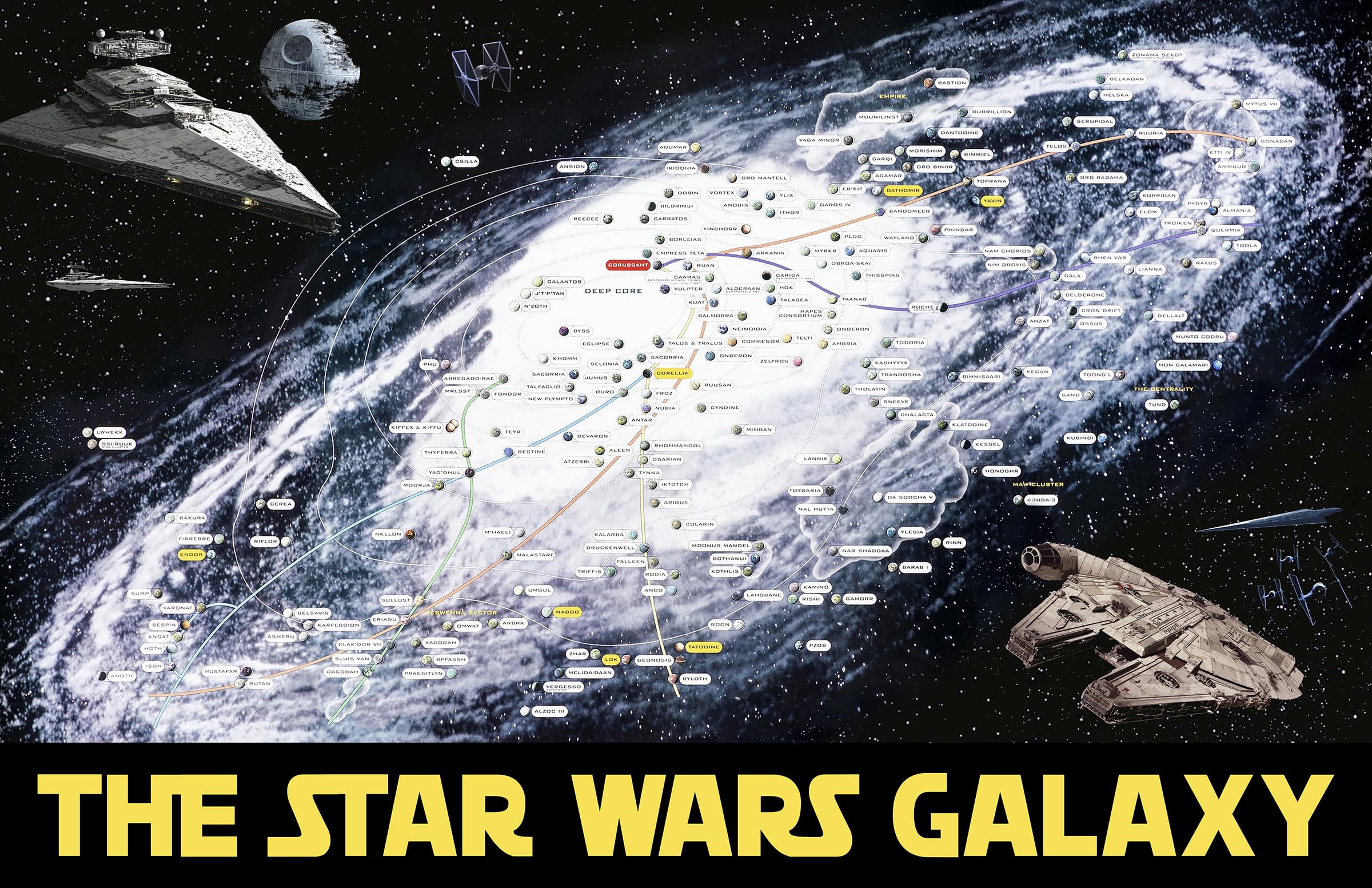 Star Wars Galaxy Map Illustration (Pre Disney) Fi Film Pop Art Home Decor Poster Print (11x17 Inches): Posters & Prints