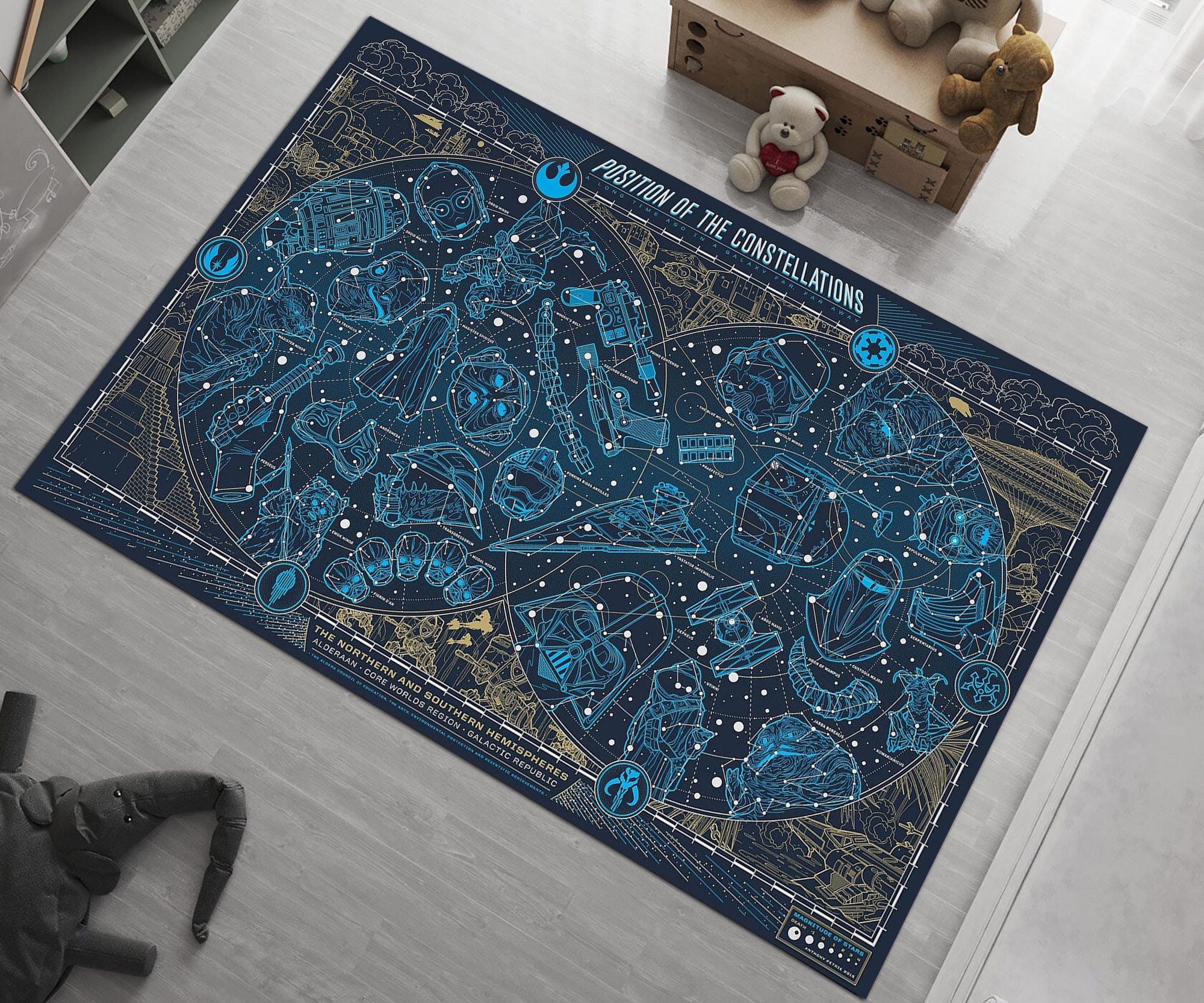 Star Wars Galactic Pattern, Space War Map Rug, Star Wars Decor Rug, Starwars Rug, Darth Vader Rug, Jedi Master Yoda Rug, Personalized Gift