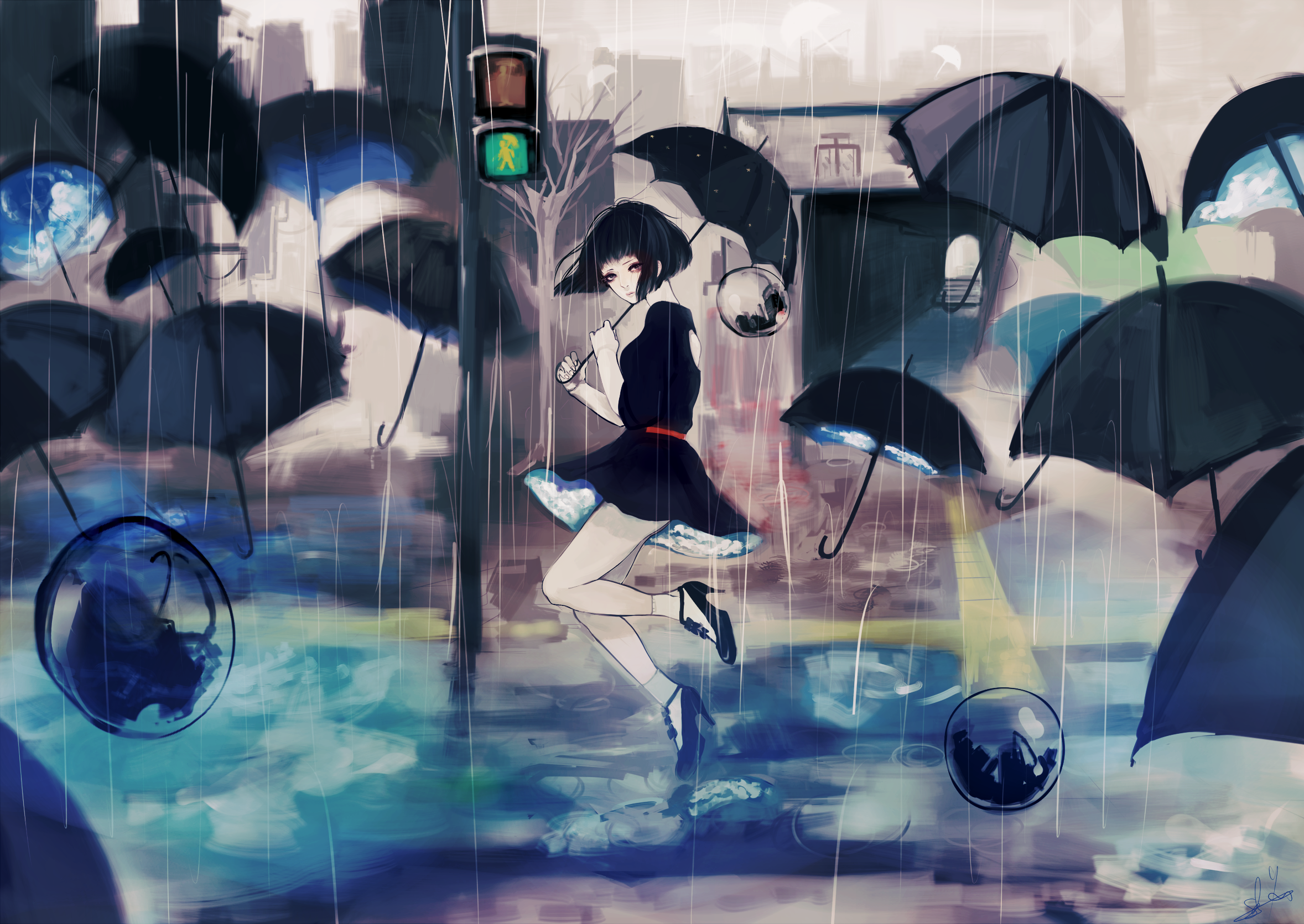 Anime HD Wallpaper: Dance in the Rain