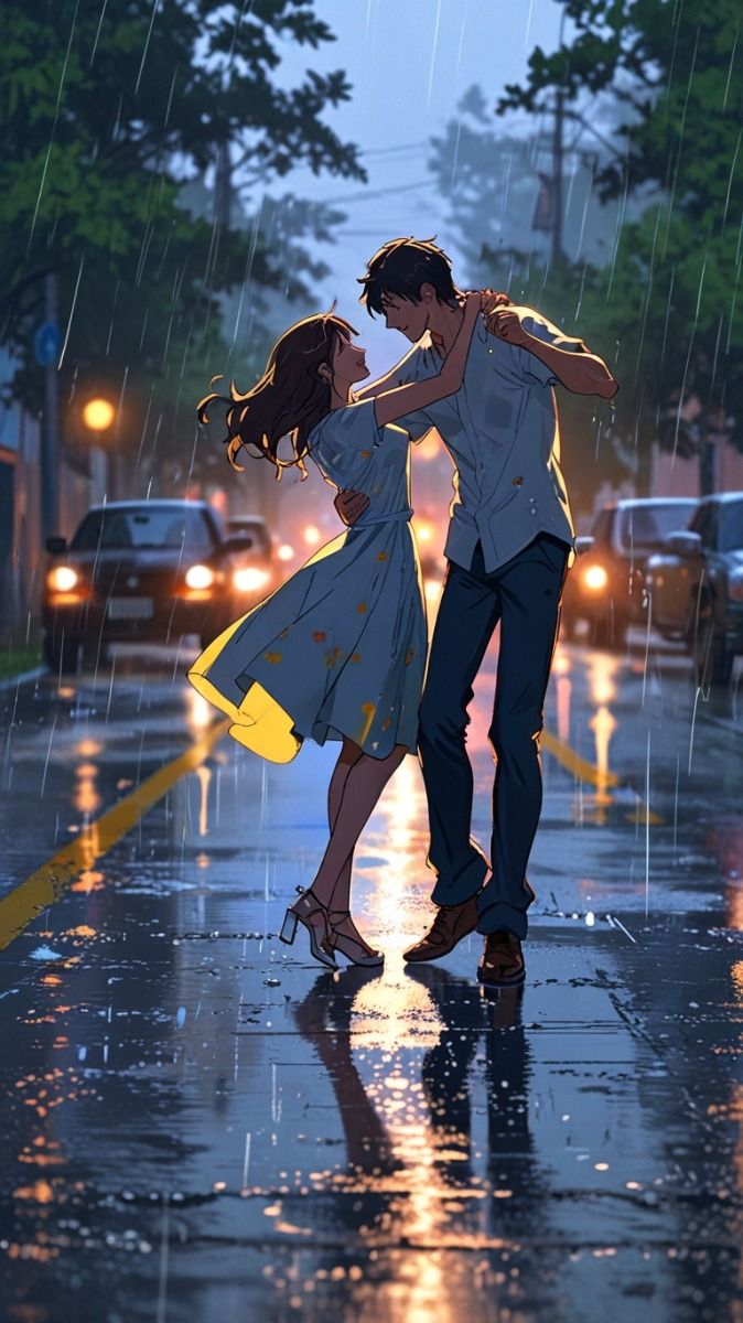 anime #couple #coupleanime #romantic #animecouple #rainfall #raining