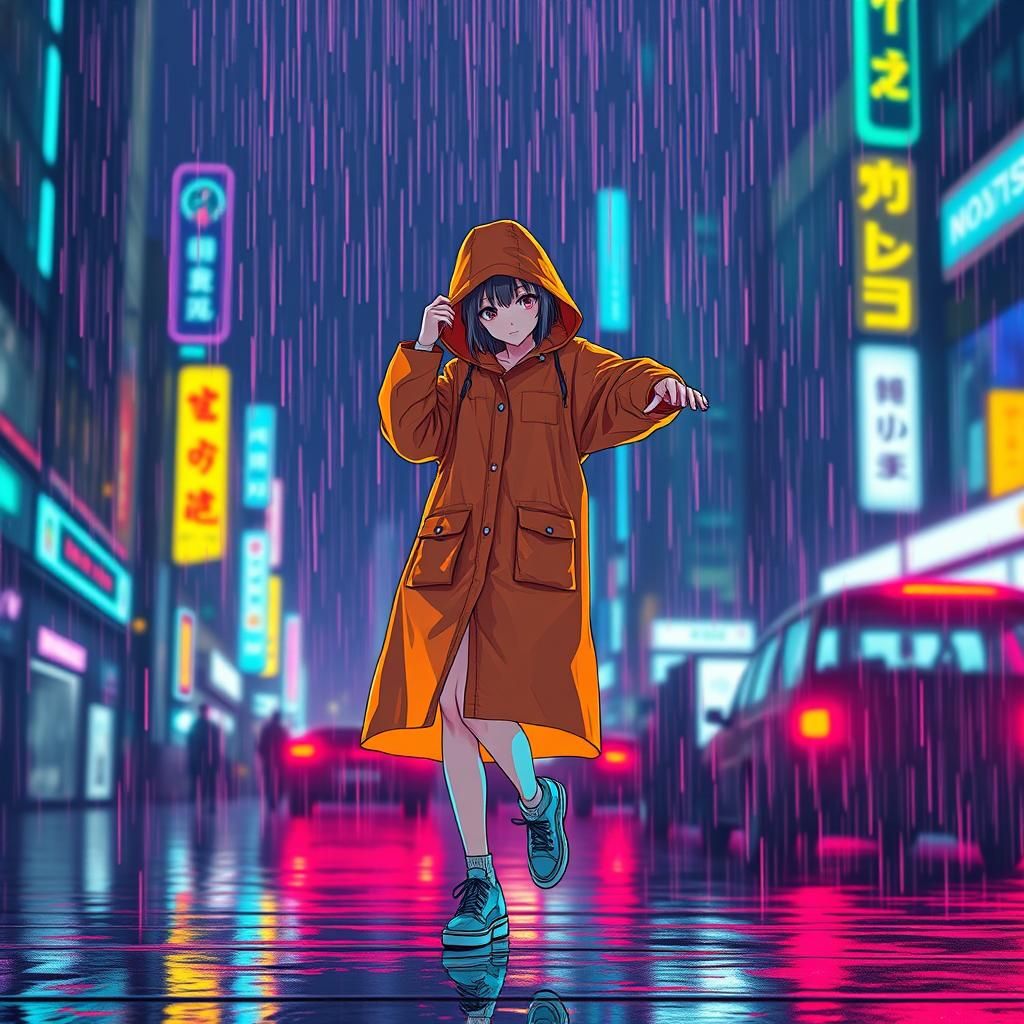 dancing on the streets of Tokyo Girl Dancing in Neon