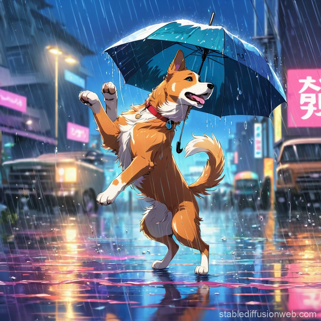 a dog dancing in the rain Prompts. Stable Diffusion Online