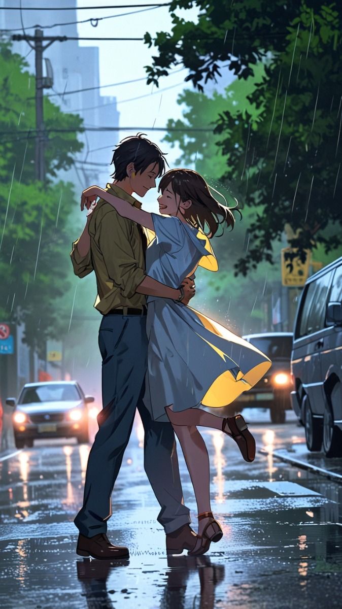 anime #couple #coupleanime #romantic #animecouple #rainfall #raining