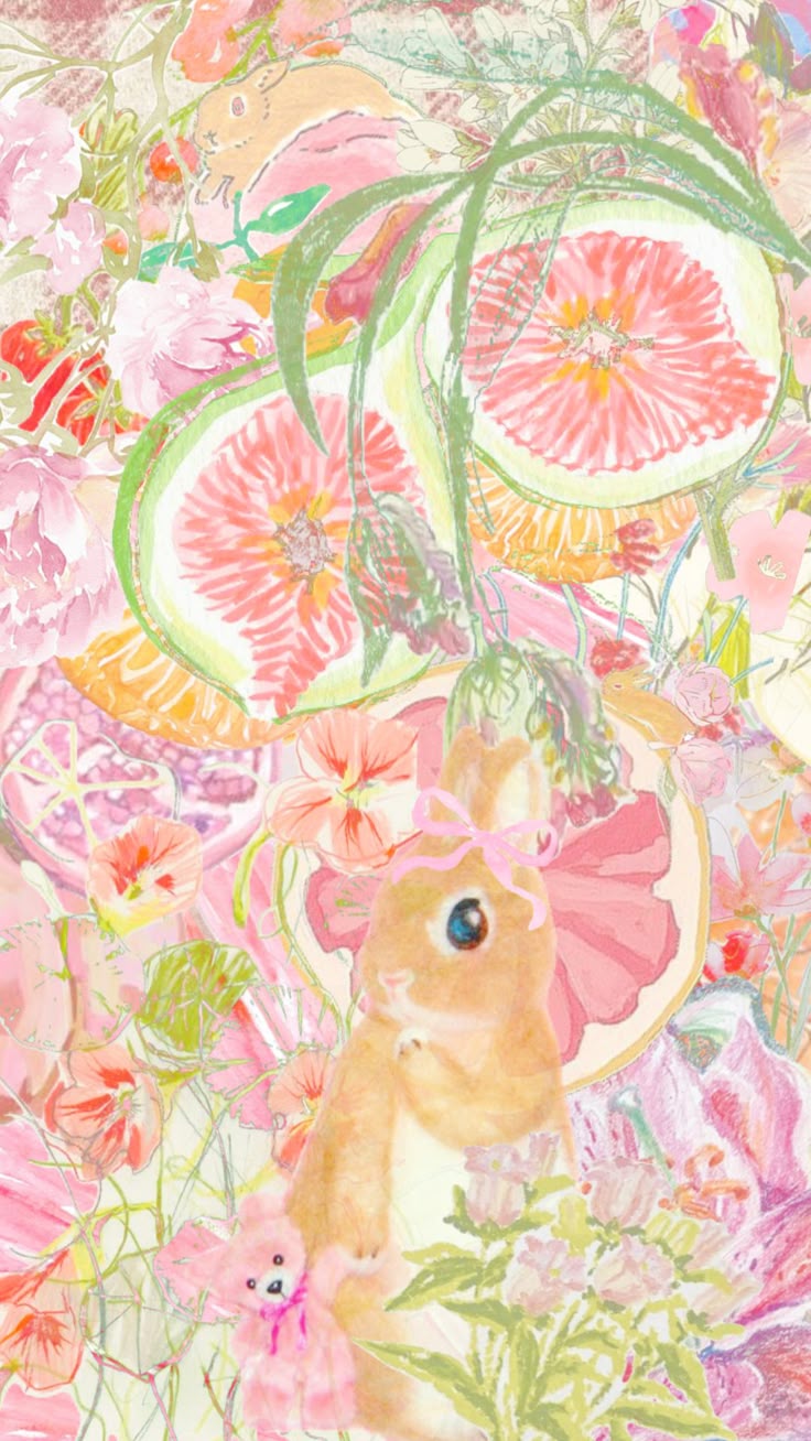 wallpaper #art #nature #cute #pastel #bunny #vibes #cutecore #colorful #pink #floral