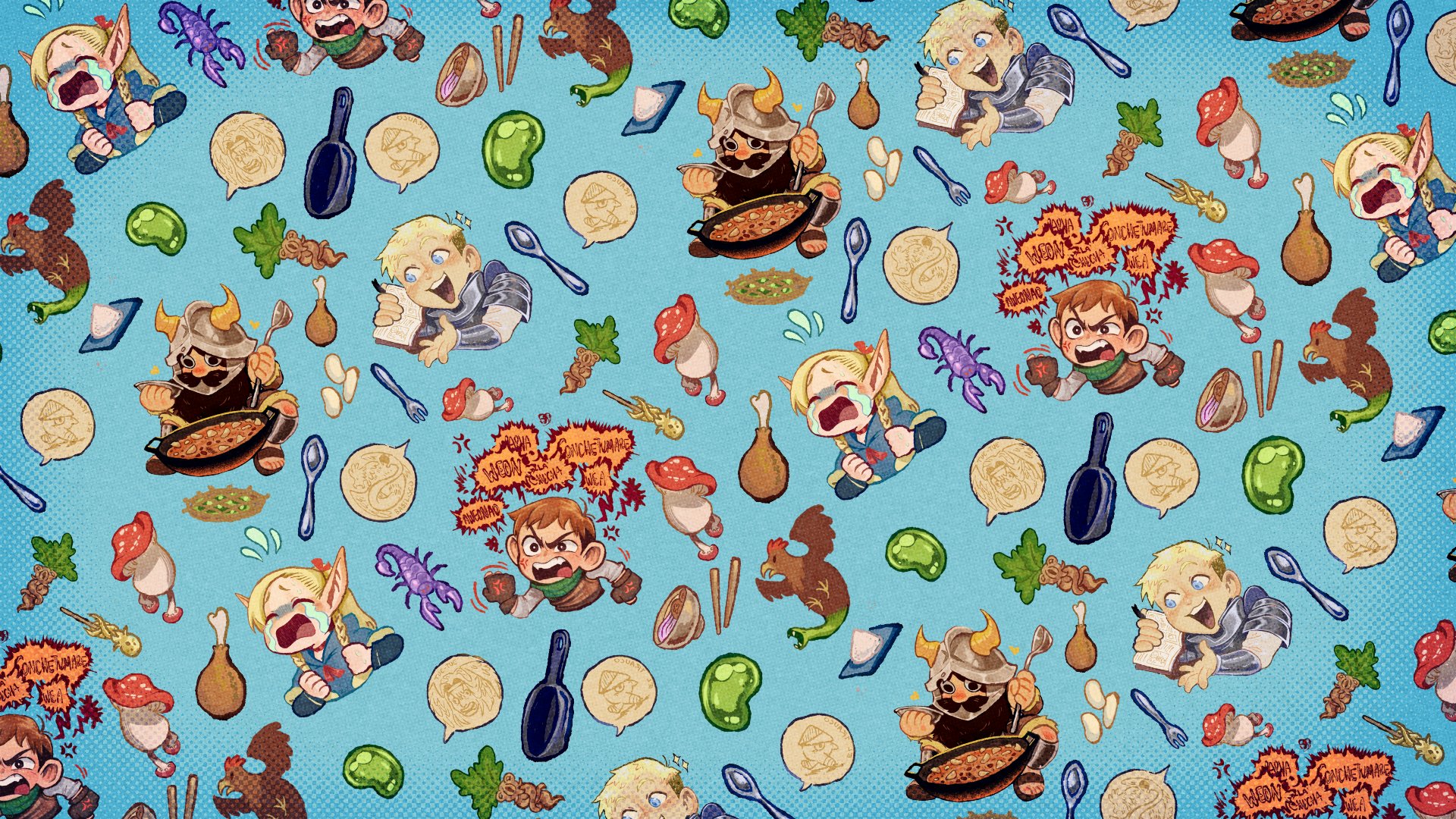 Quo did this for my pc wallpaper and figured you might like it as well #dungeonmeshi #laios #marcille #senshi #chilchuck