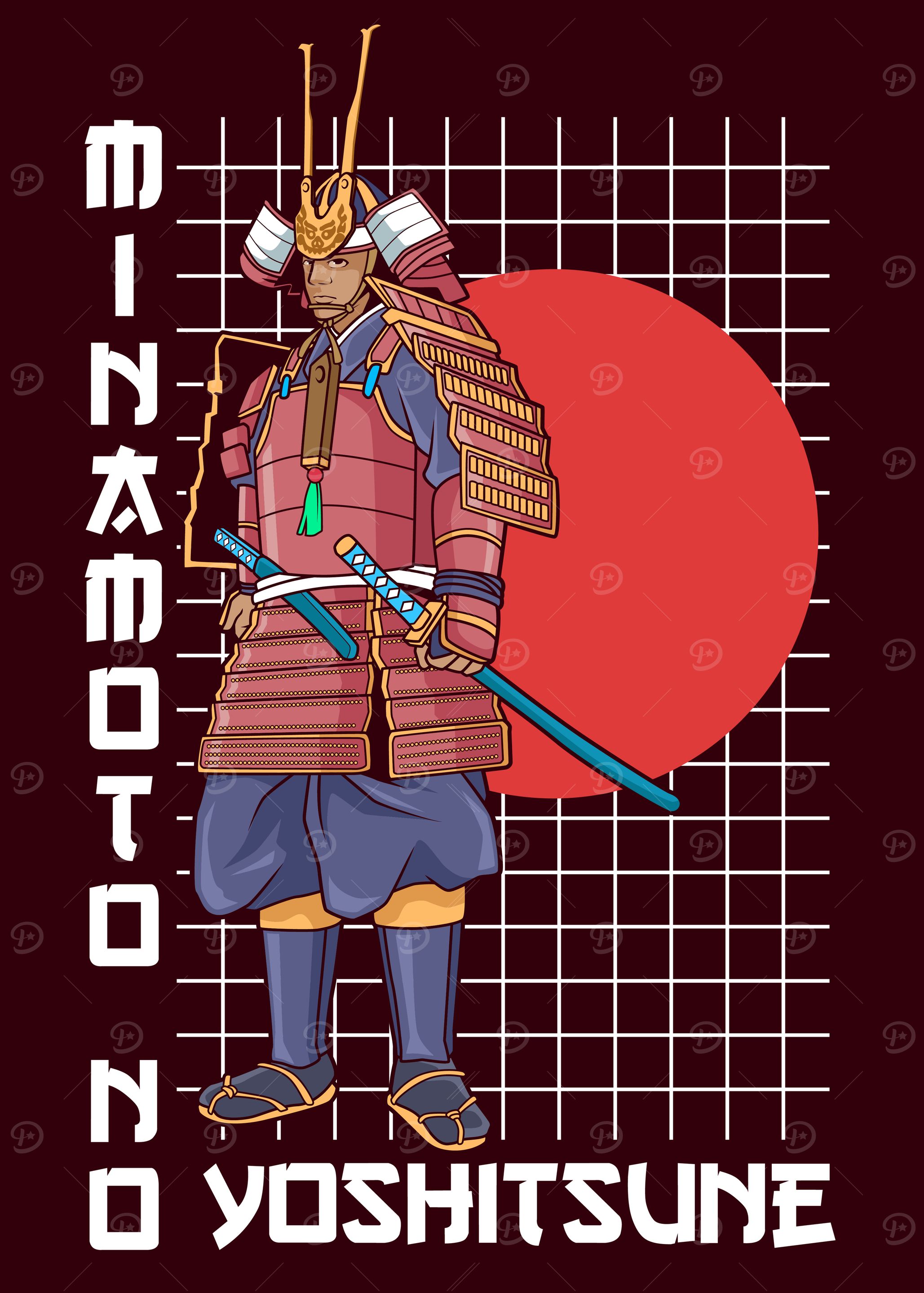 Minamoto no Yoshitsune Samurai' Poster, picture, metal print, paint by pixelbull Medieval Art and More