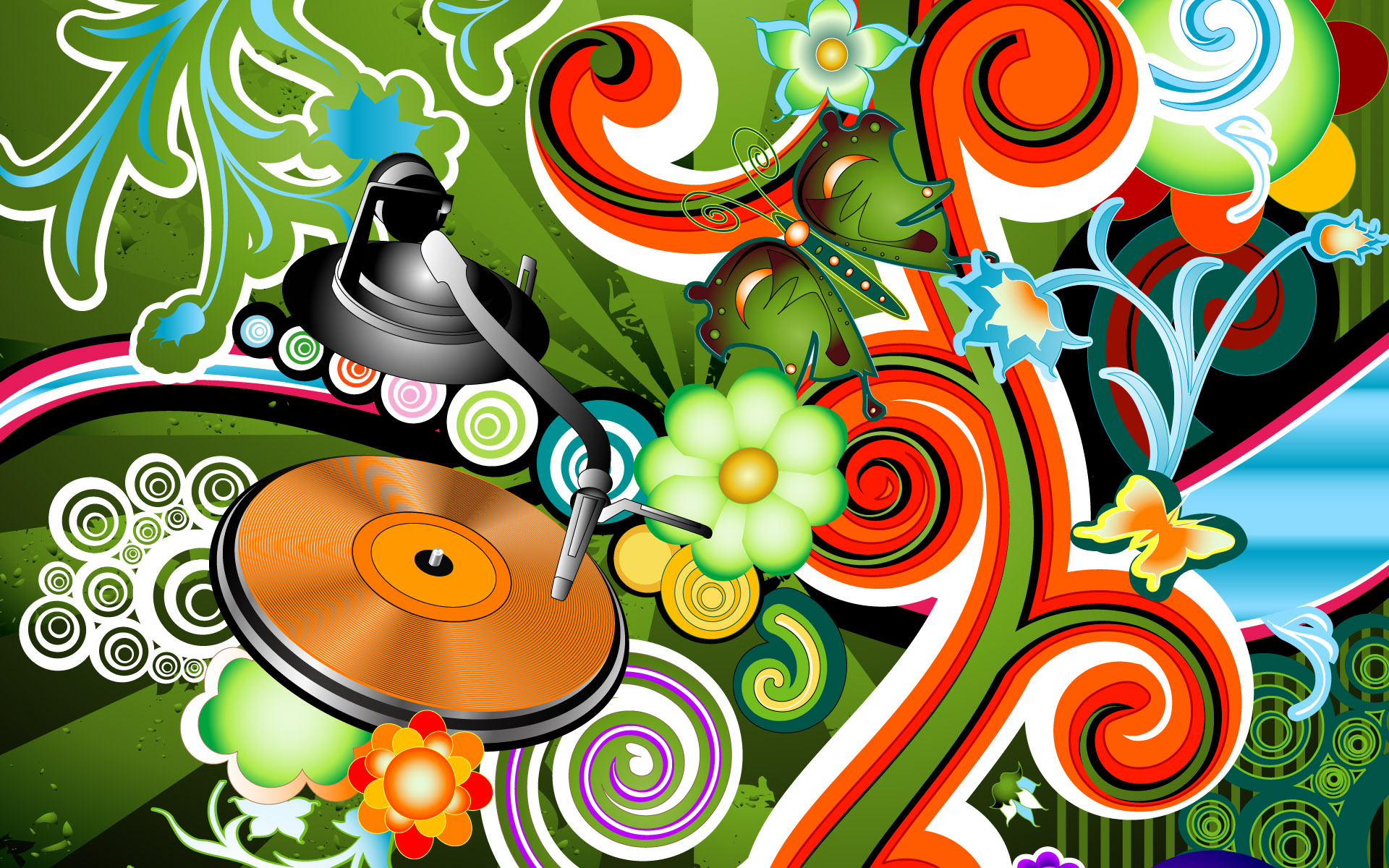 Flower Music Mix Desktop Wallpaper 640x480