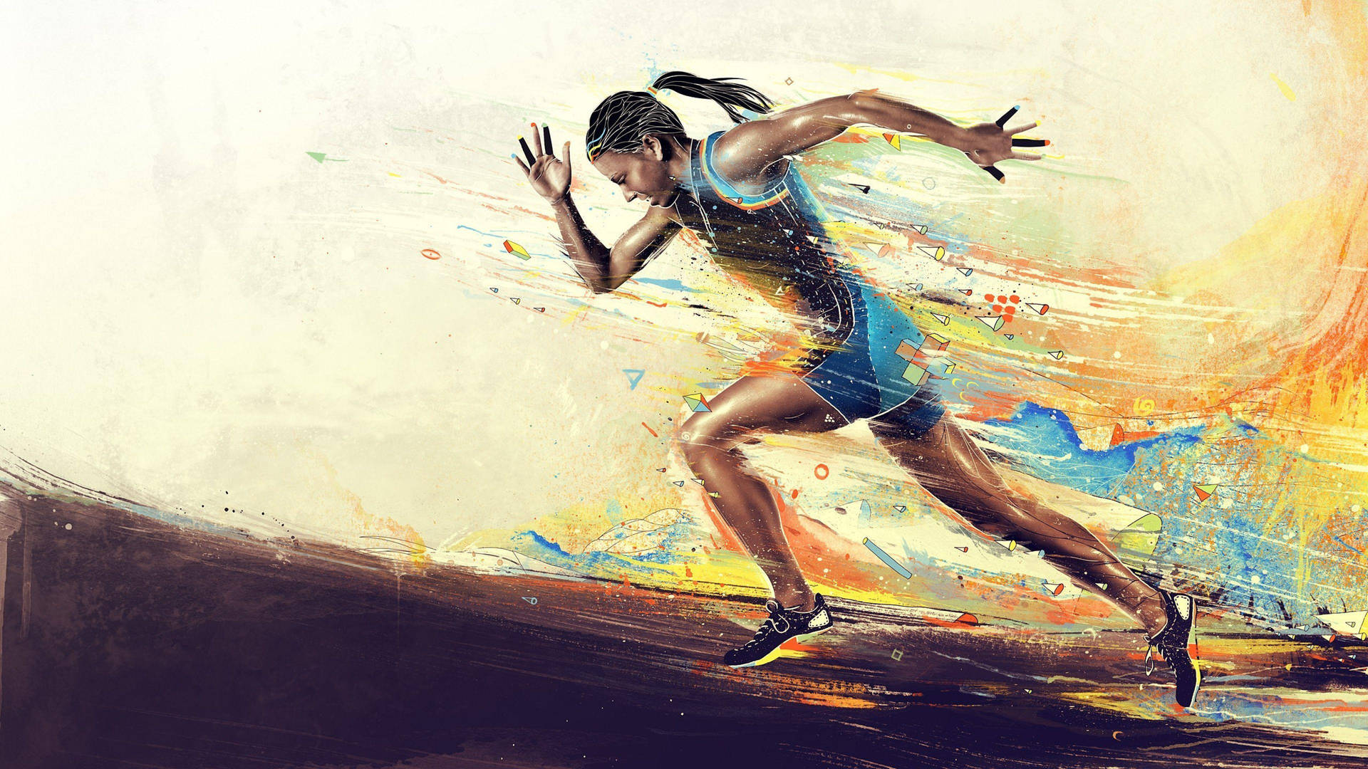 Download Woman Athletic Runner Digital Art Wallpaper