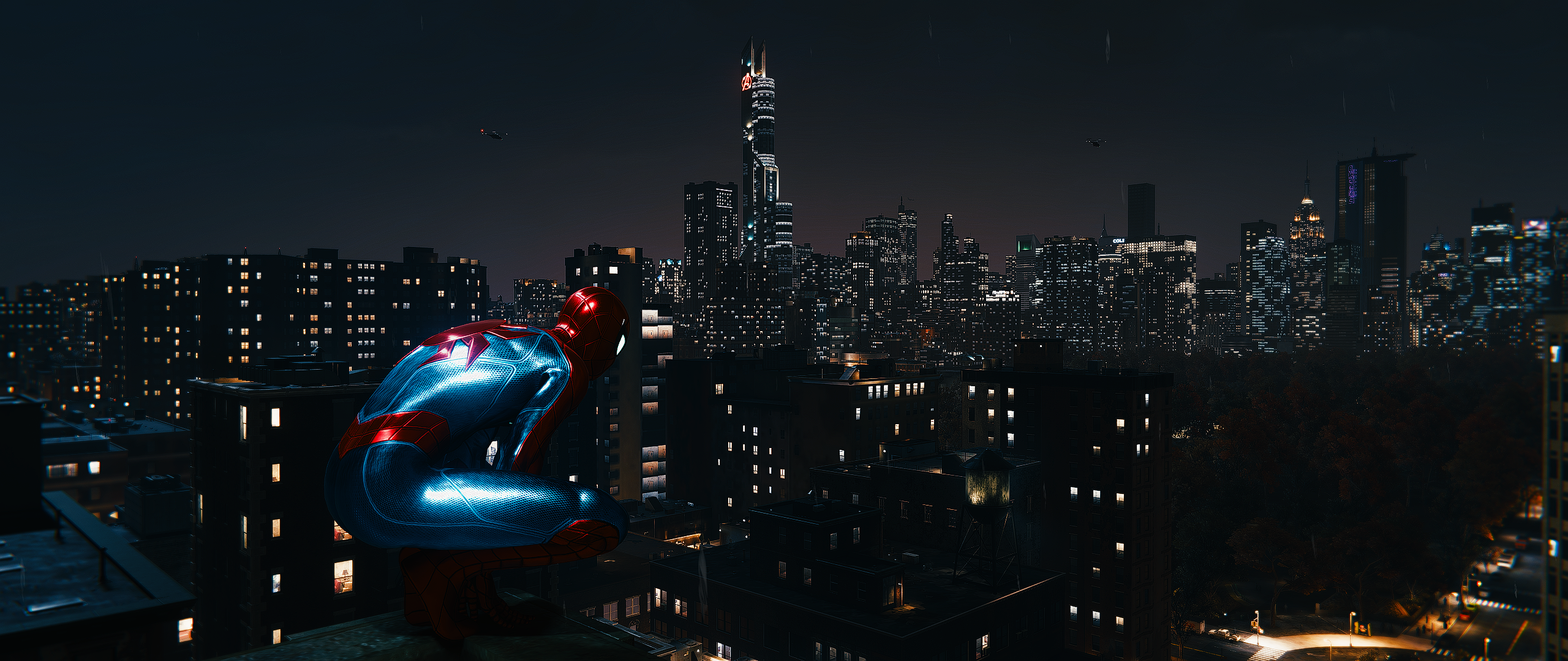 Download Night New York Peter Parker Spider Man Video Game Spider Man (PS4) HD Wallpaper