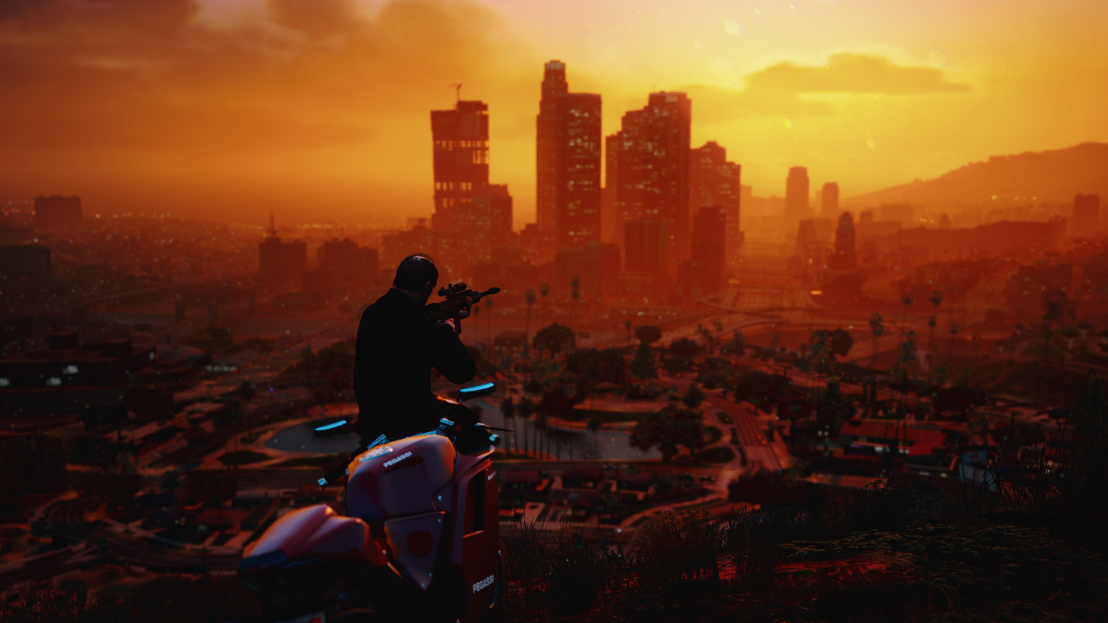Wallpaper Grand Theft Auto v, Mod, City, Dusk, Sunset, Background Free Image