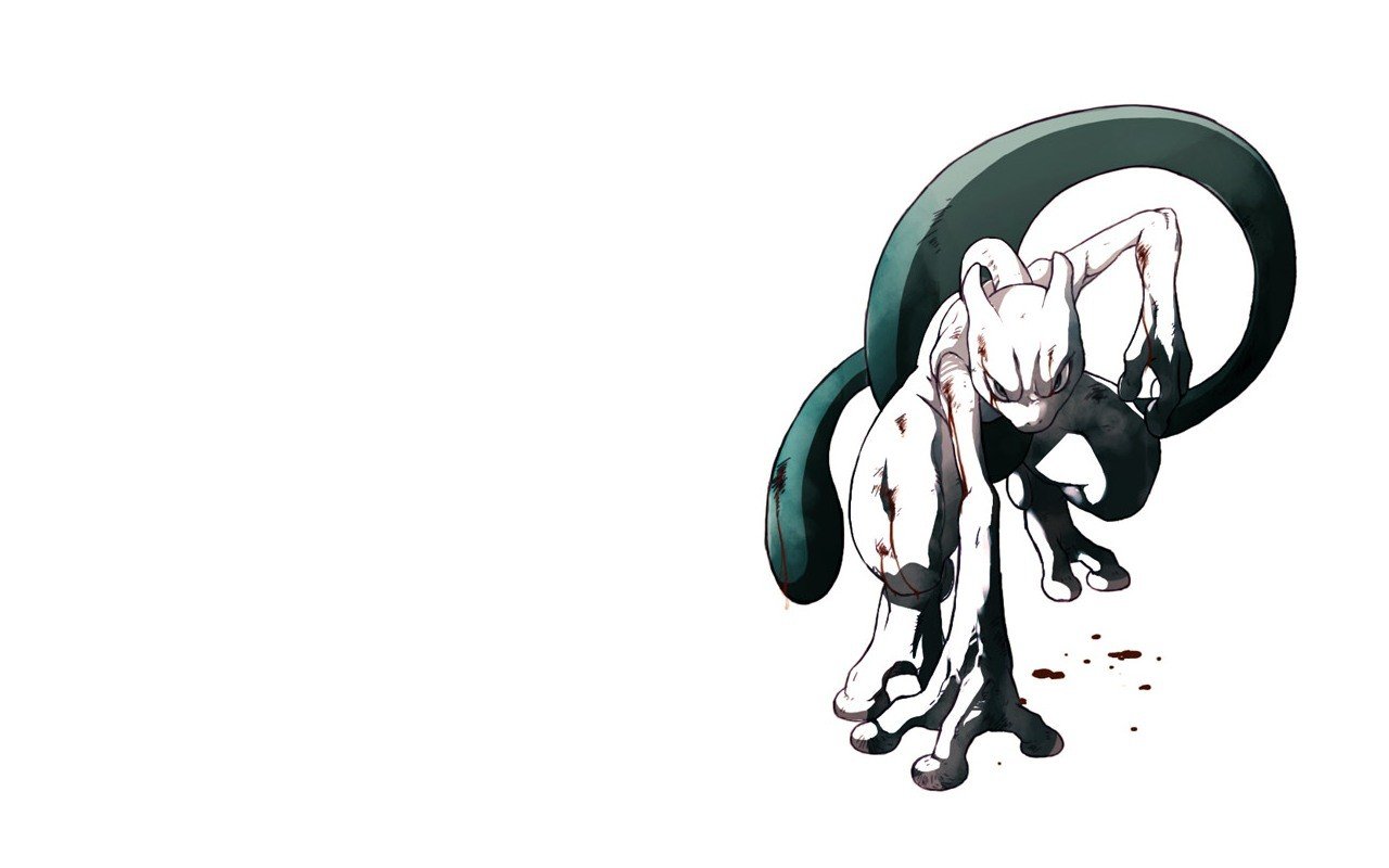 Mewtwo, Pokémon, White background, Simple HD Wallpaper / Desktop and Mobile Image & Photo