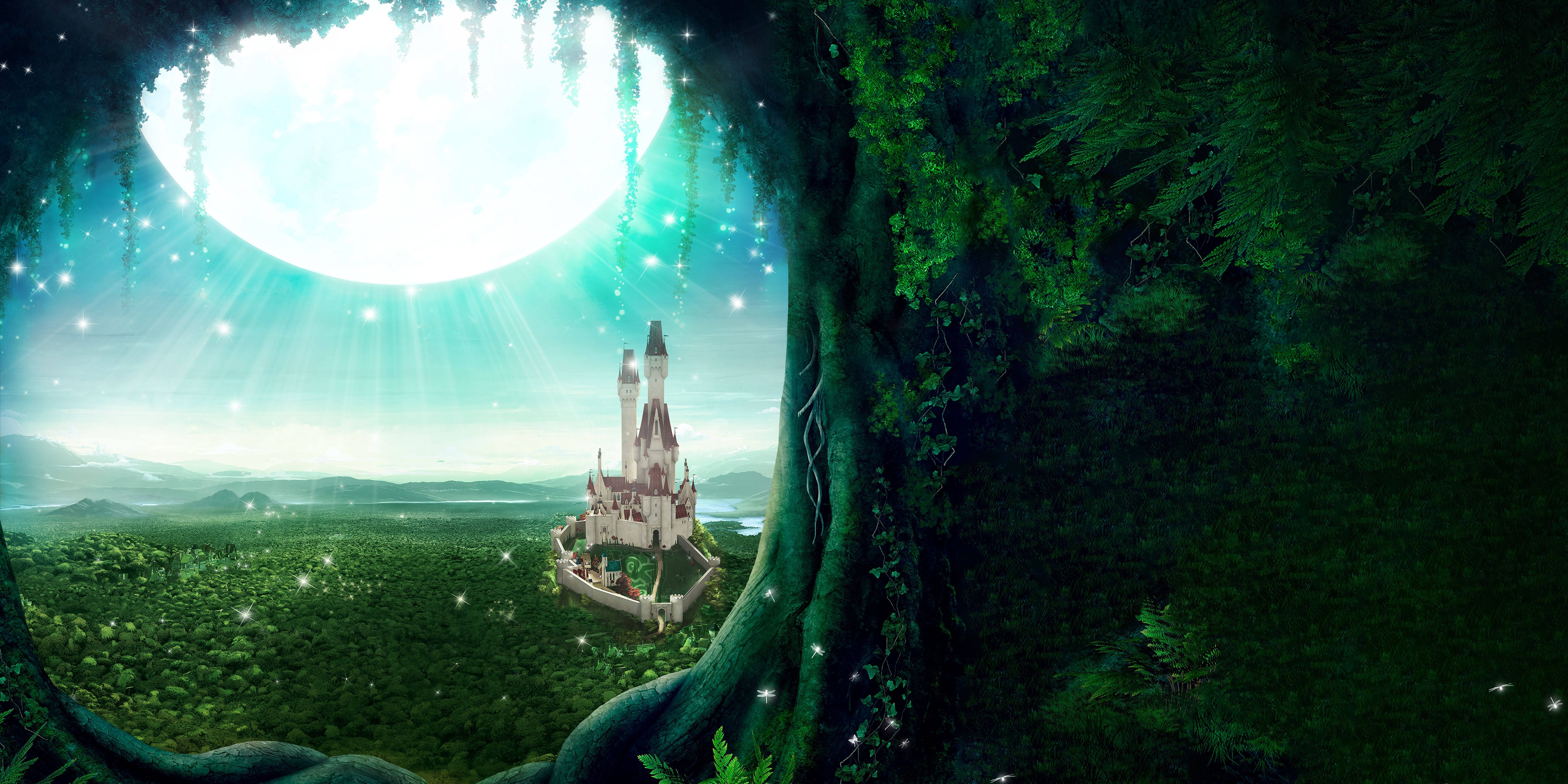 Download Castle In The Middle Of An Enchanted Forest Wallpaper