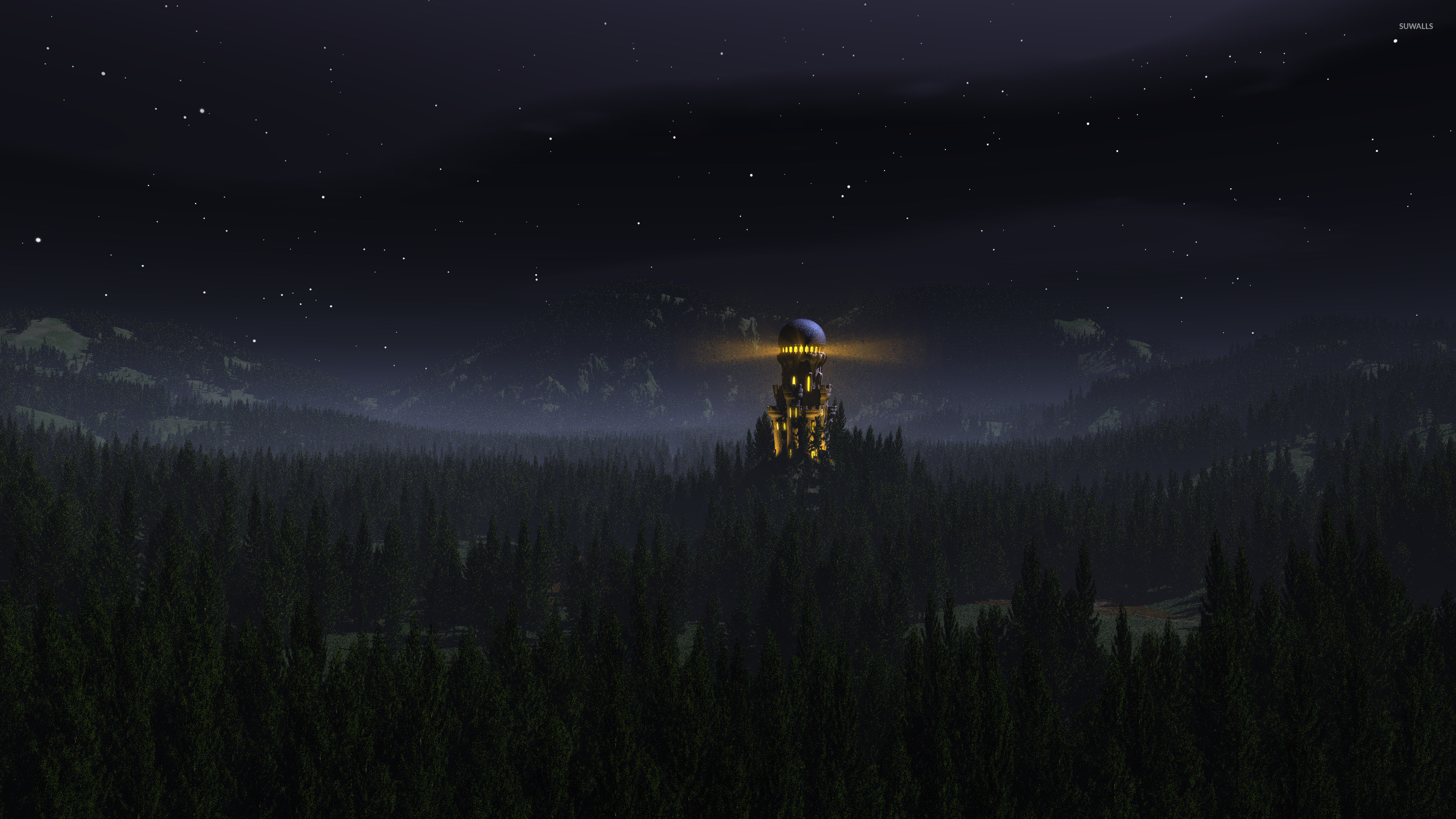 Castle in the forest wallpaper Art wallpaper